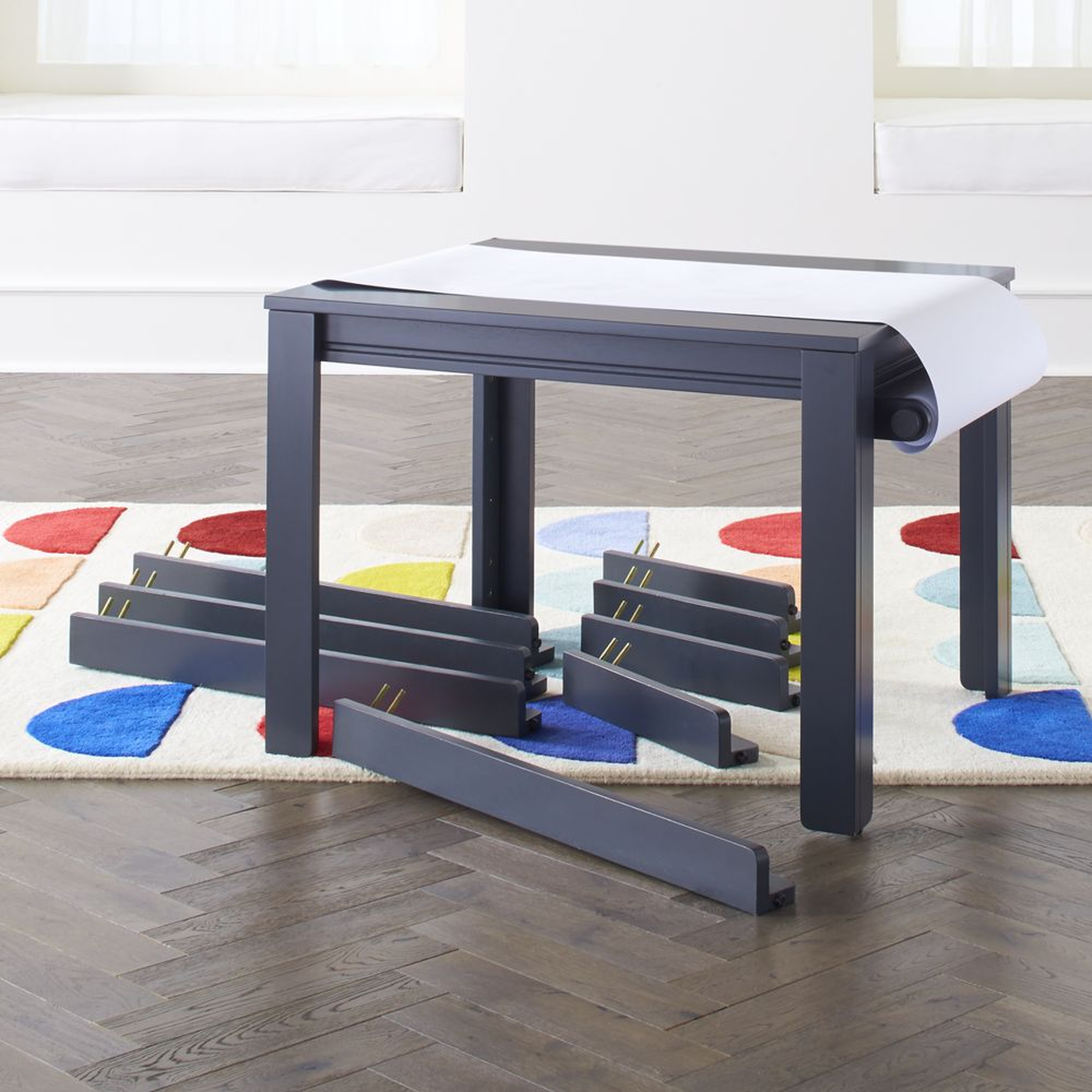 Small Charcoal Adjustable Kids Table, Leg Set and Paper Roll - Crate and Barrel