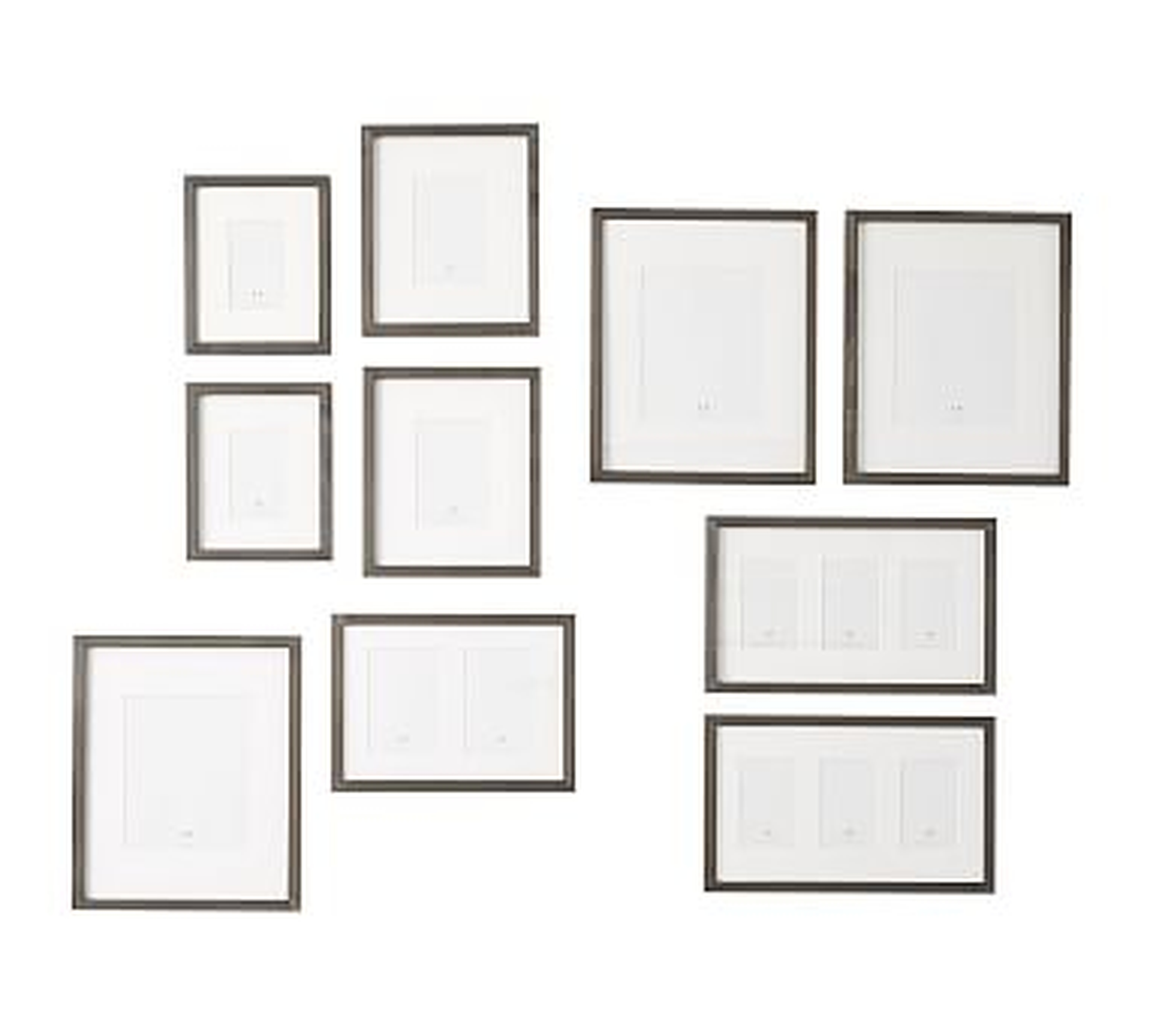 Wood Gallery in a Box Frames, Graywash - Set of 10 - Pottery Barn