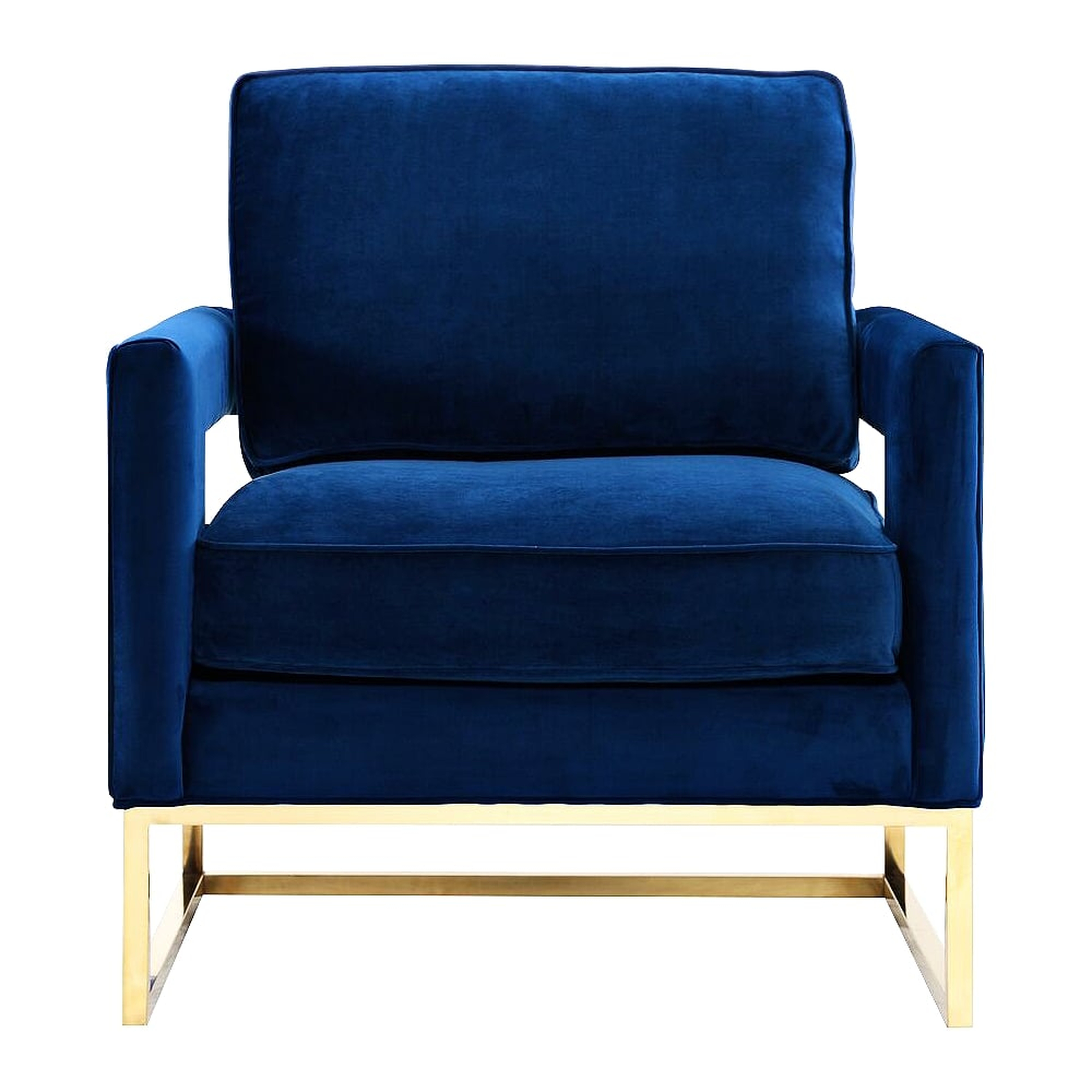 Avery Navy Blue Upholstered Velvet Armchair - Style # 1P373 - Lamps Plus