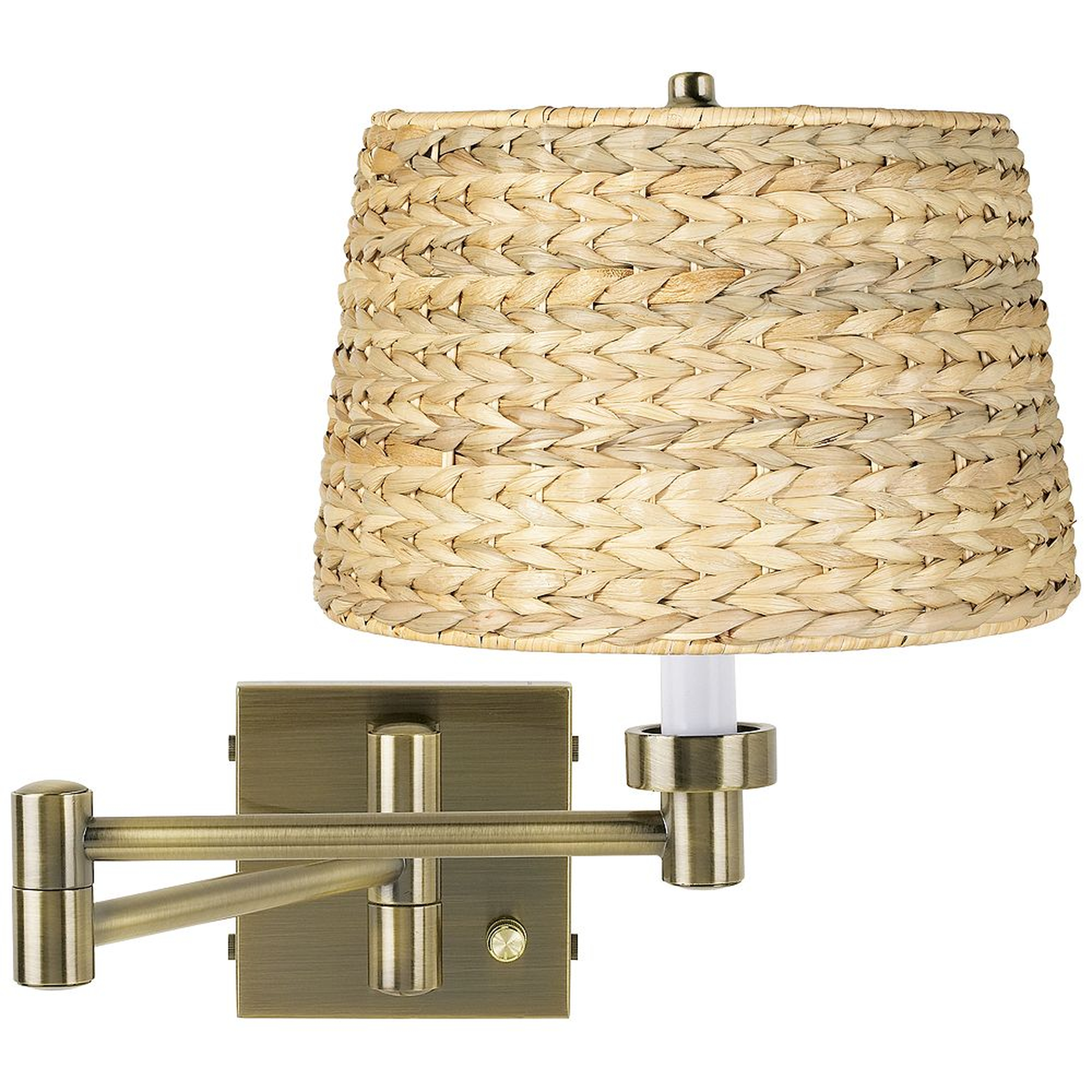 Woven Seagrass Antique Brass Plug-In Swing Arm Wall Lamp - Style # 17R01 - Lamps Plus