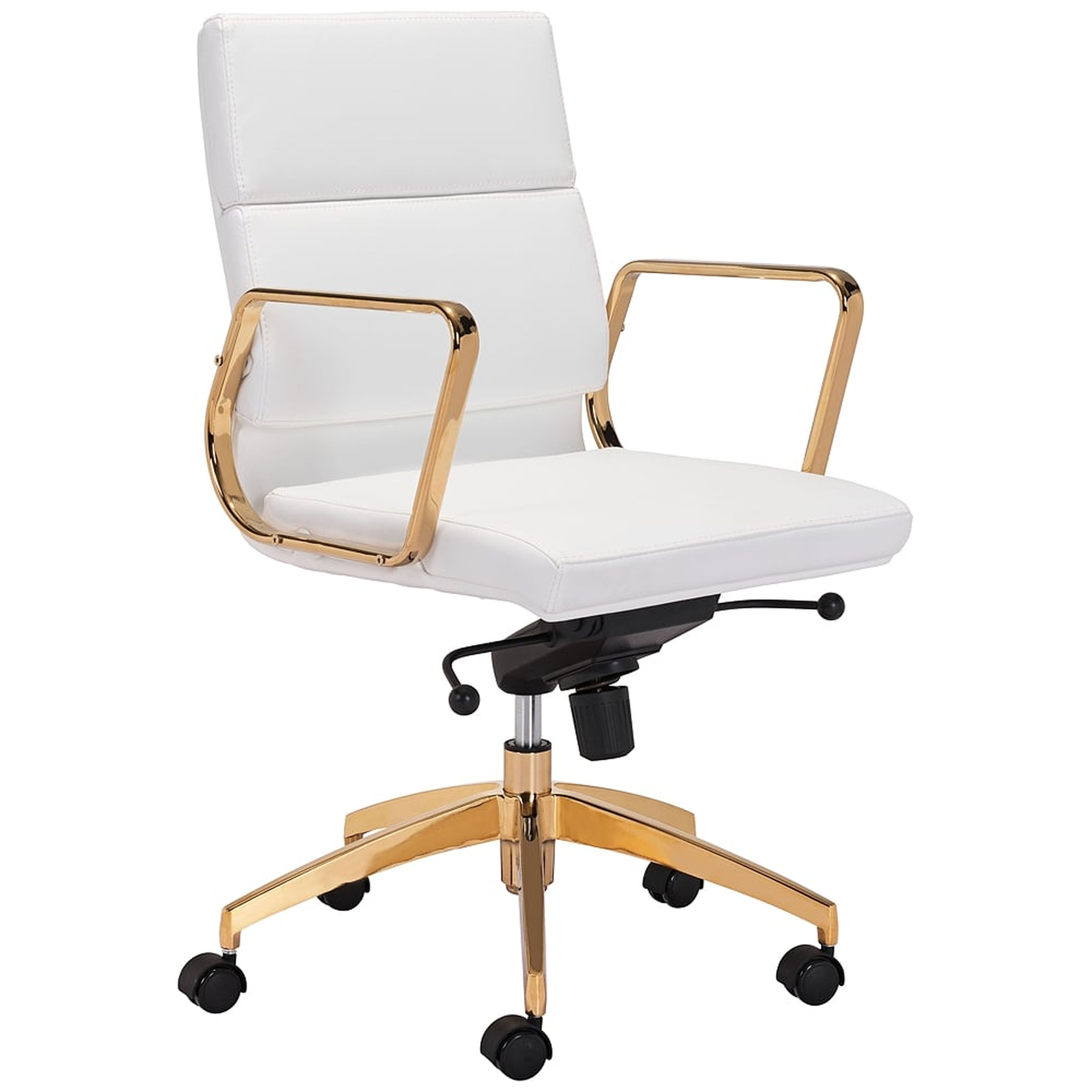 Scientist White and Gold Low Back Adjustable Office Chair - Style # 60D02 - Lamps Plus