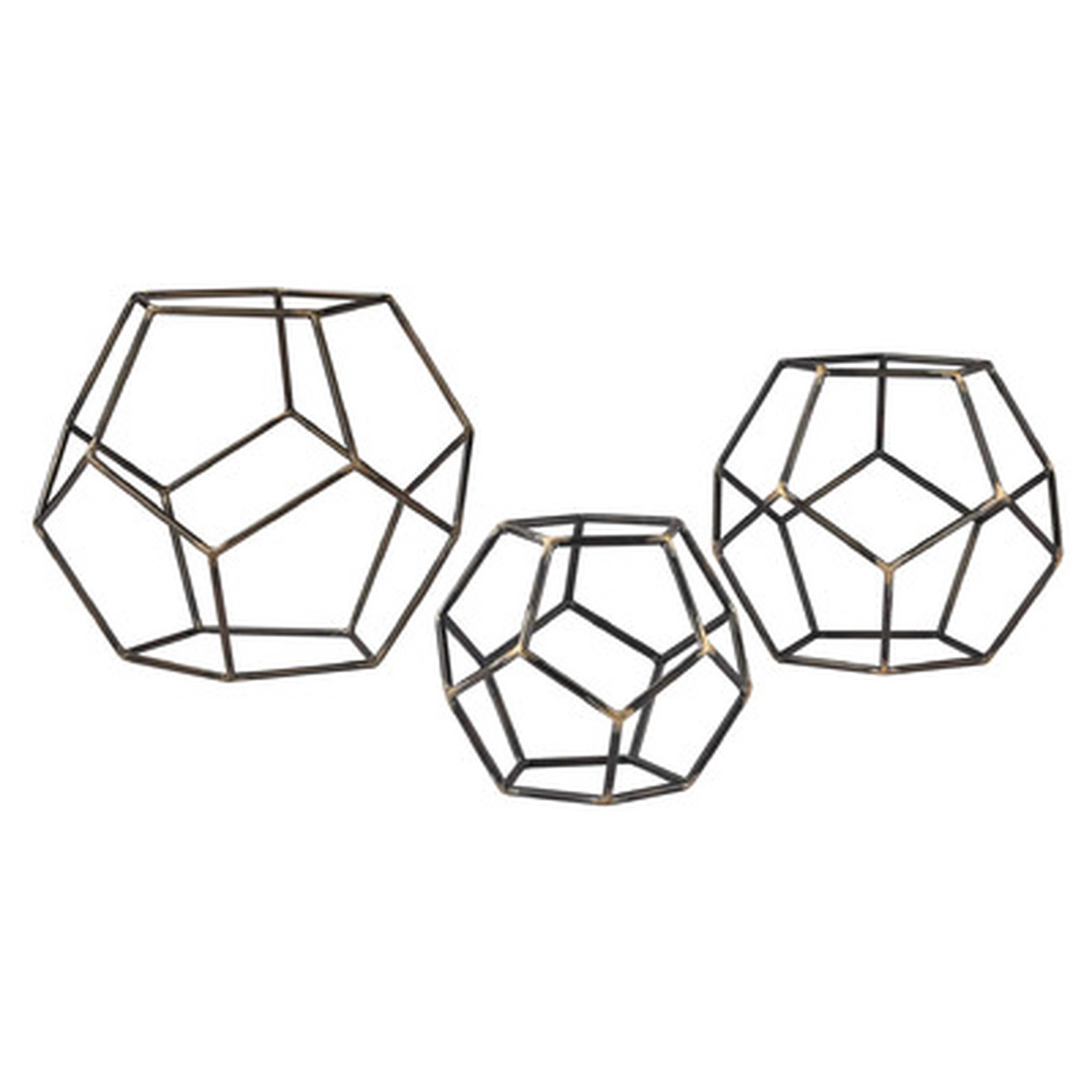 3 Piece Geometric Orb Set - Wayfair