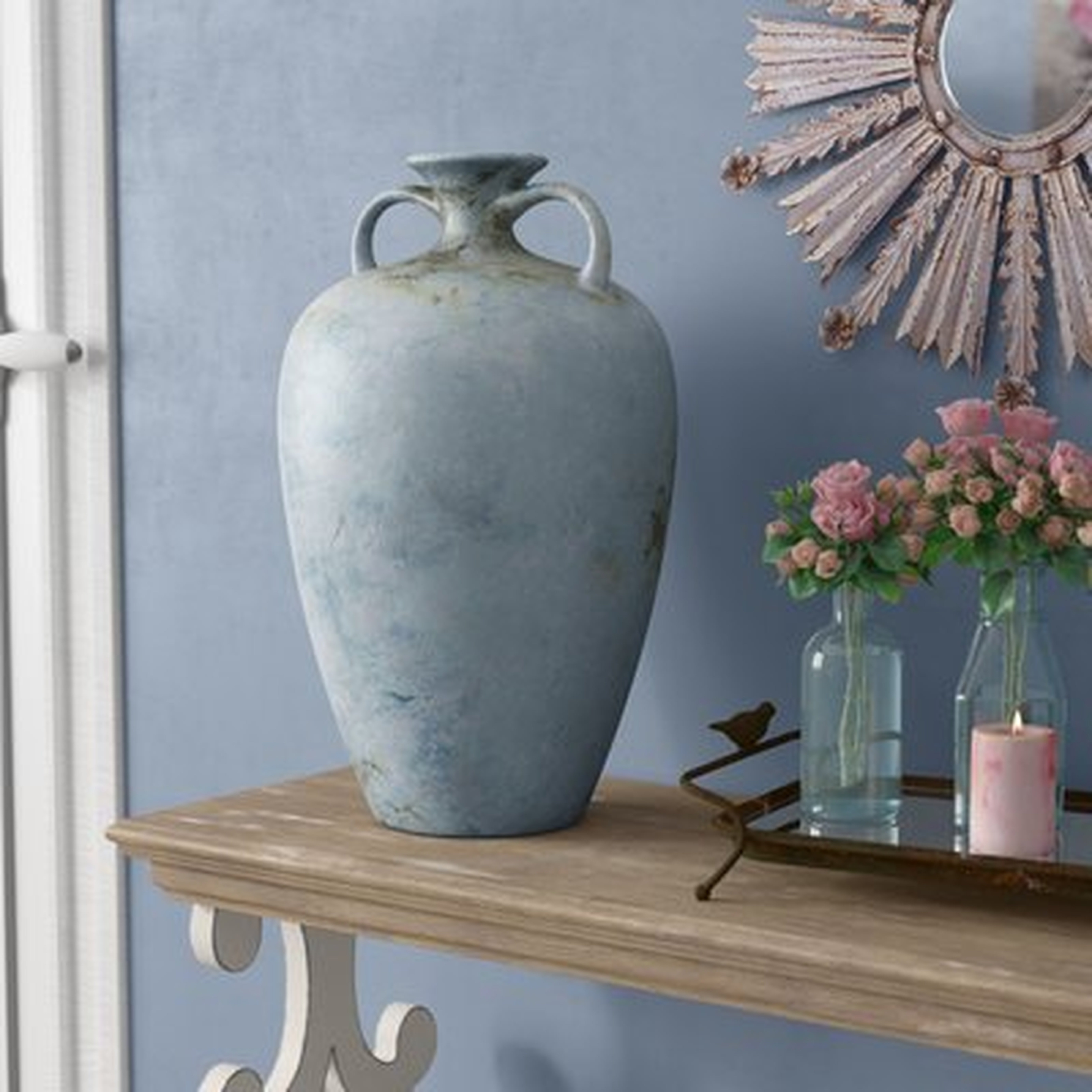 Pindall Handcrafted Blue Vase - Wayfair
