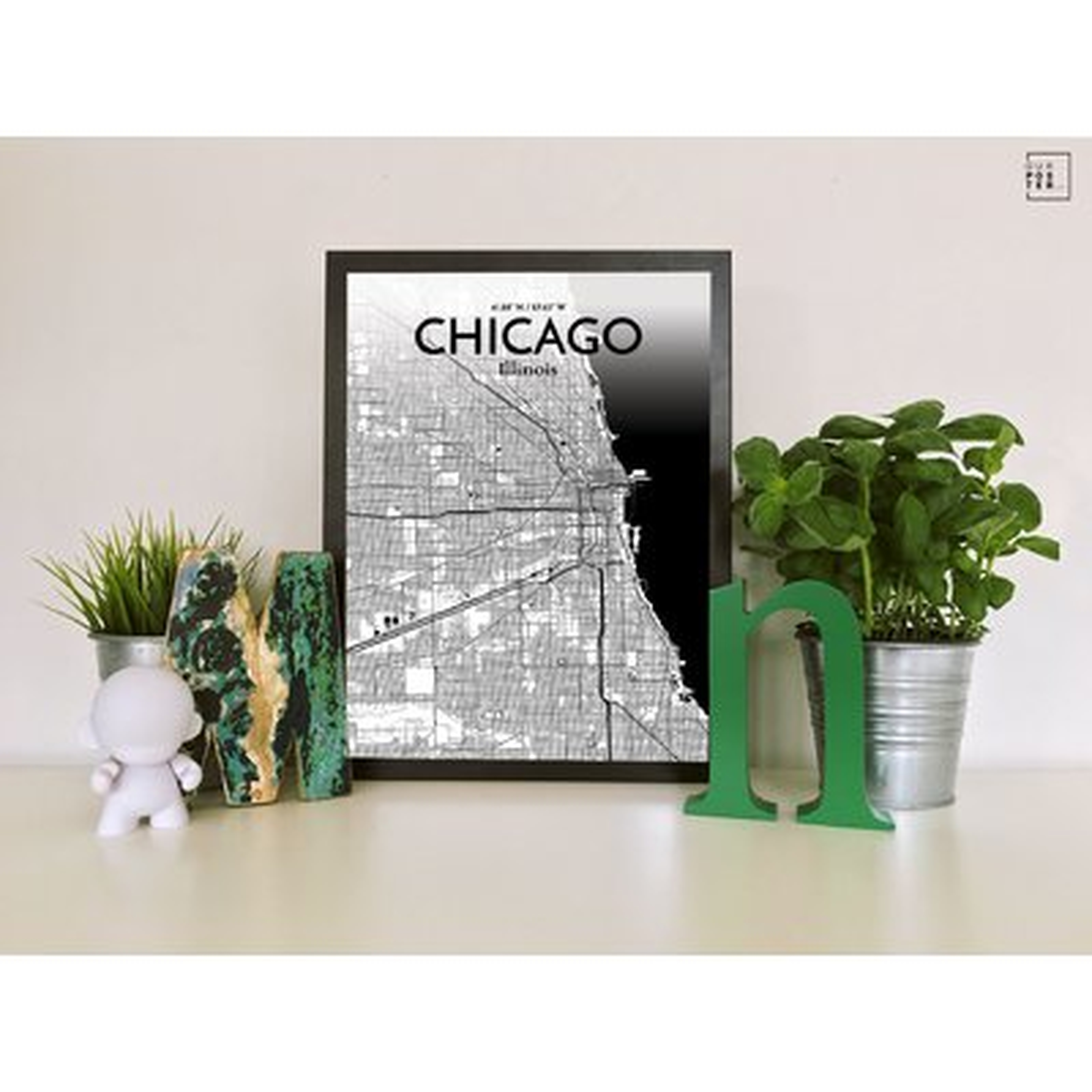 'Chicago City Map' Graphic Art Print Poster in Ink - Wayfair