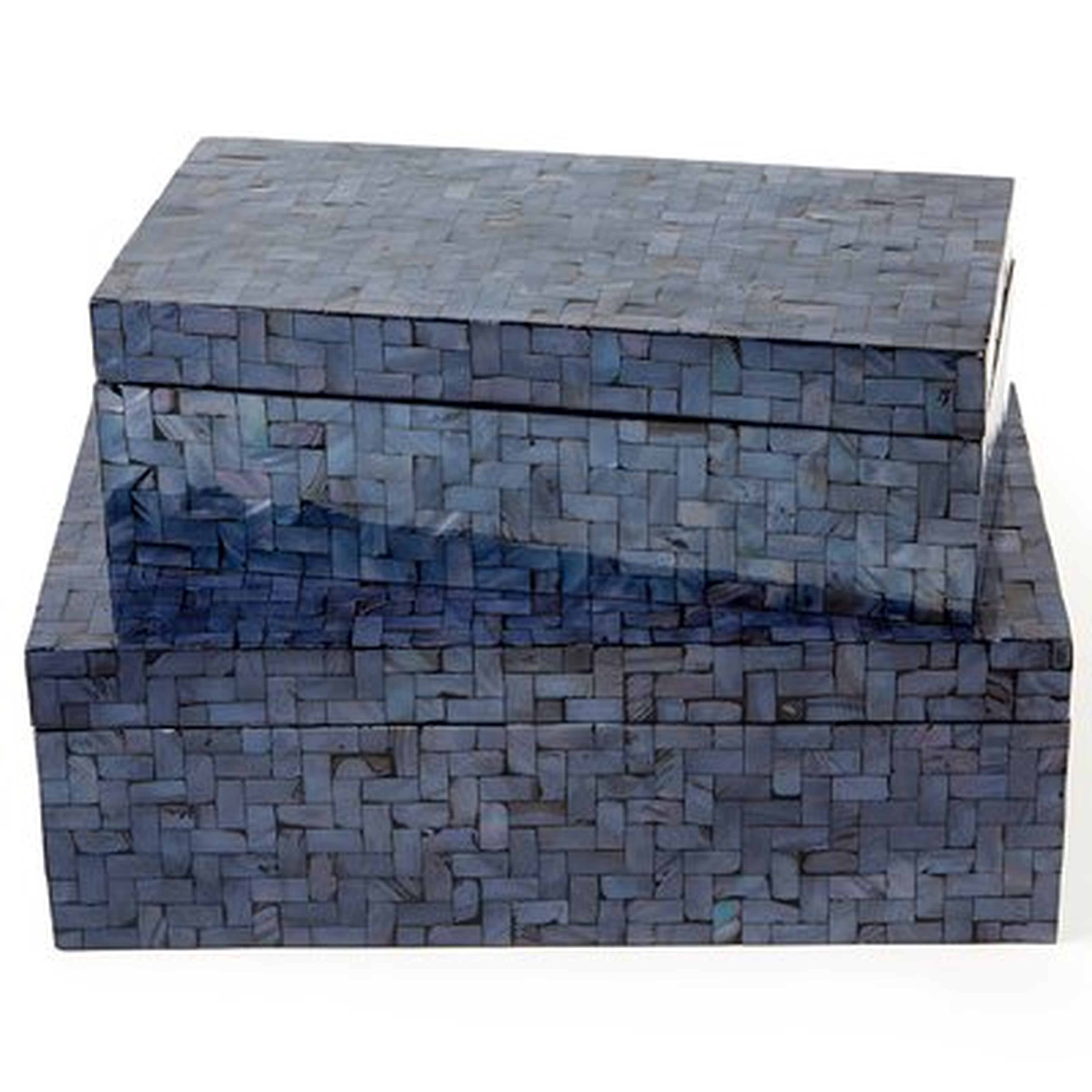 Shimmering 2 Piece Decorative Box Set with Herringbone Pattern - Wayfair