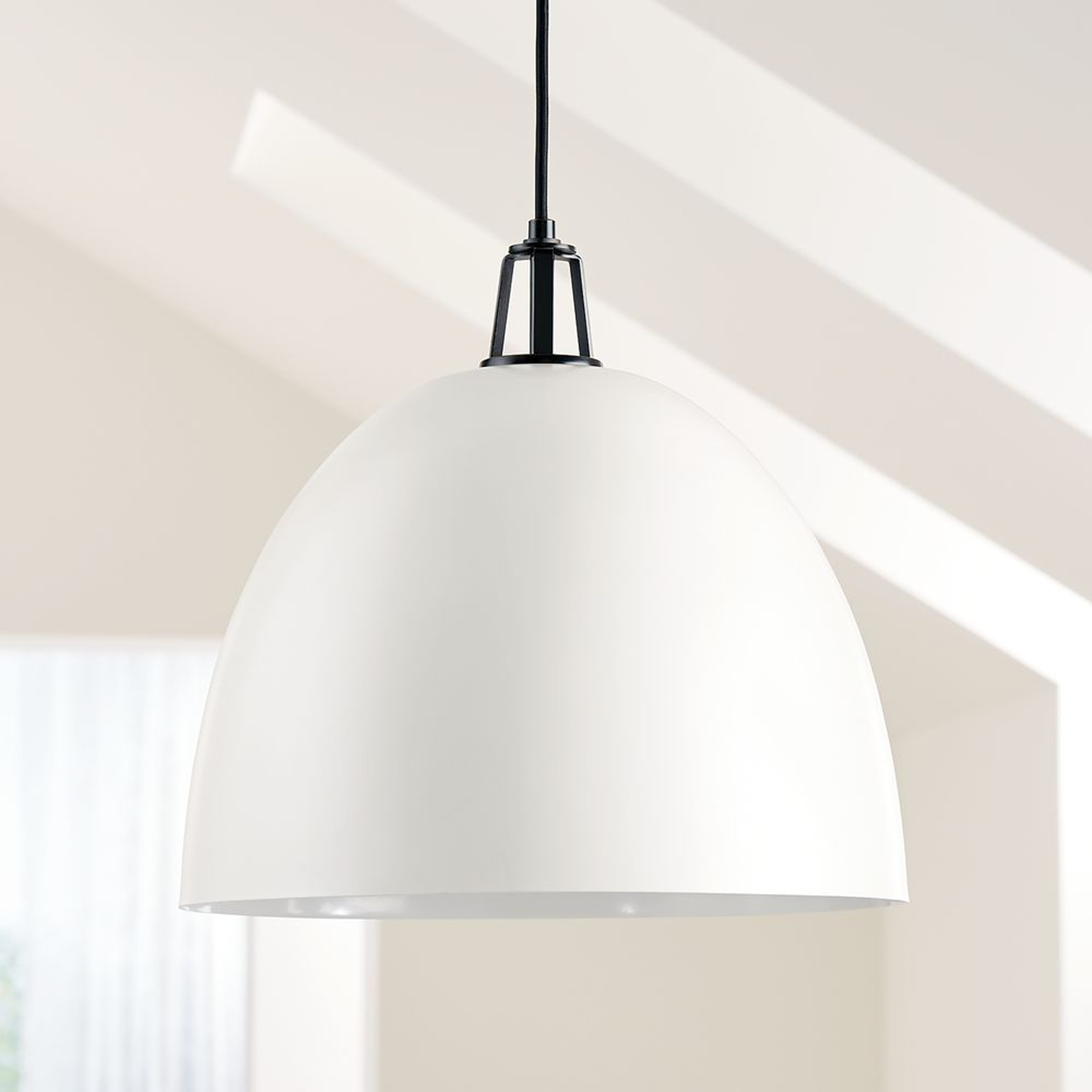 Maddox White Dome Large Pendant Light with Black Socket - Crate and Barrel