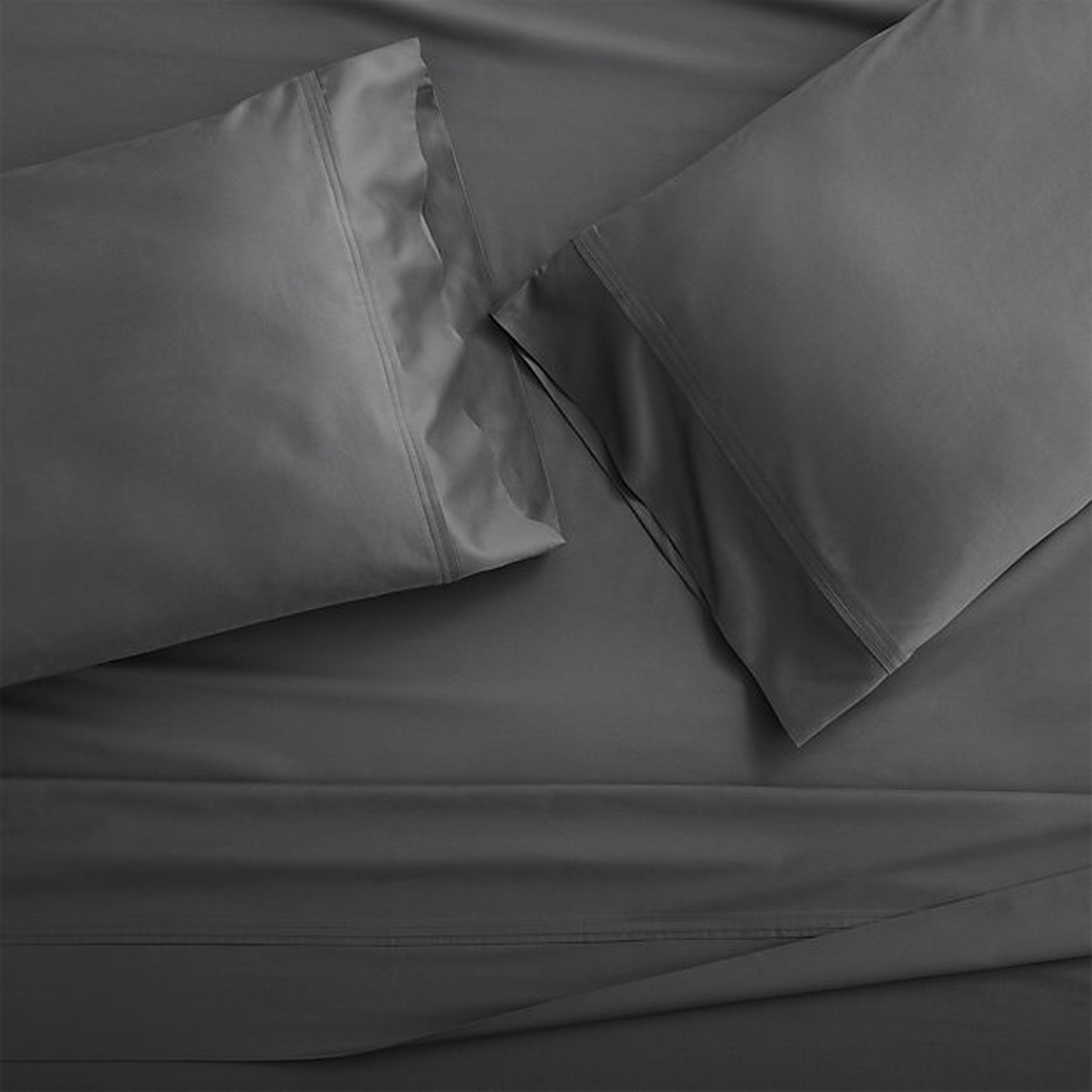 Set of 2 Grace Charcoal King Pillow Cases - Crate and Barrel