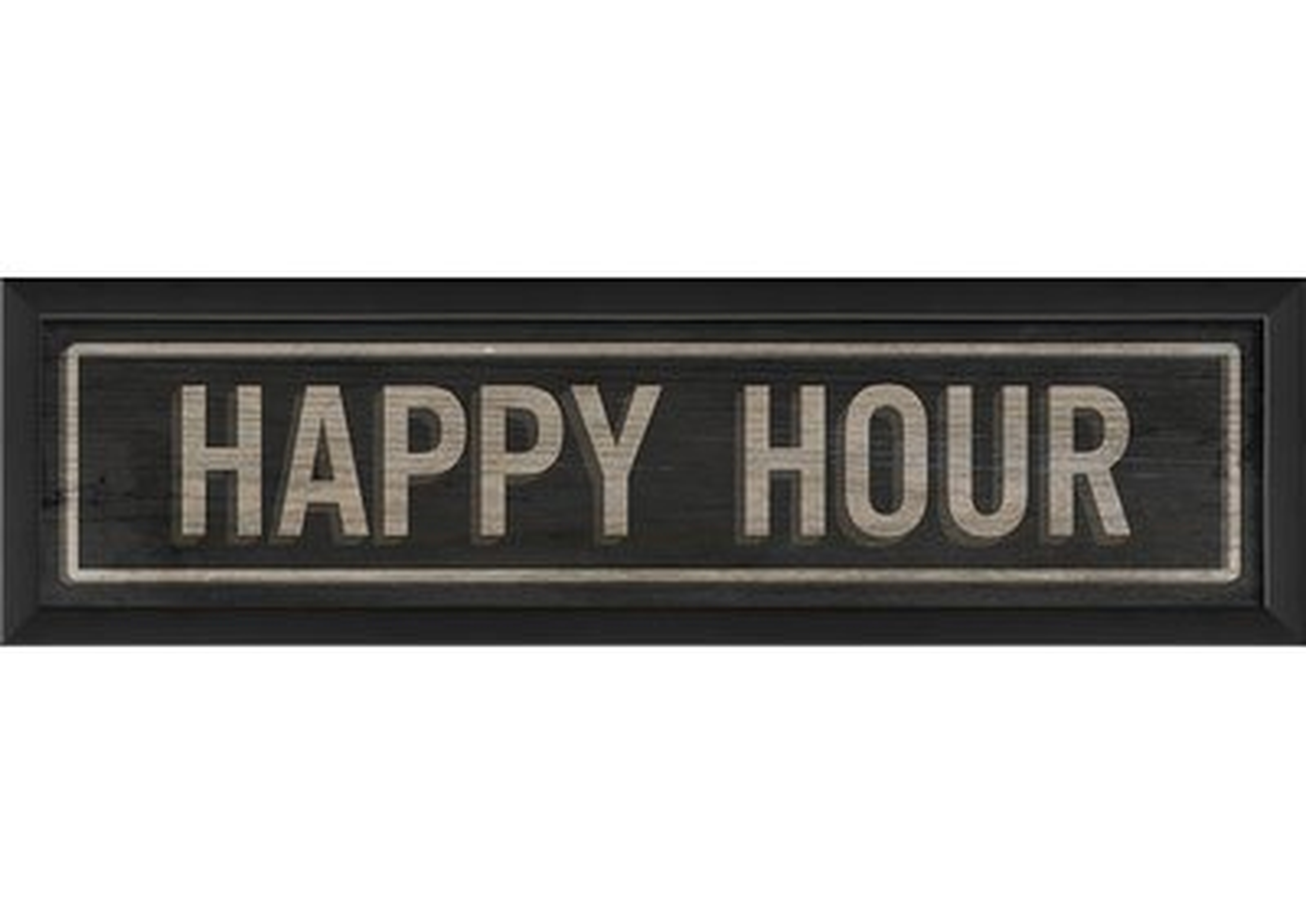 'Happy Hour Sign V' Framed Textual Art - Wayfair
