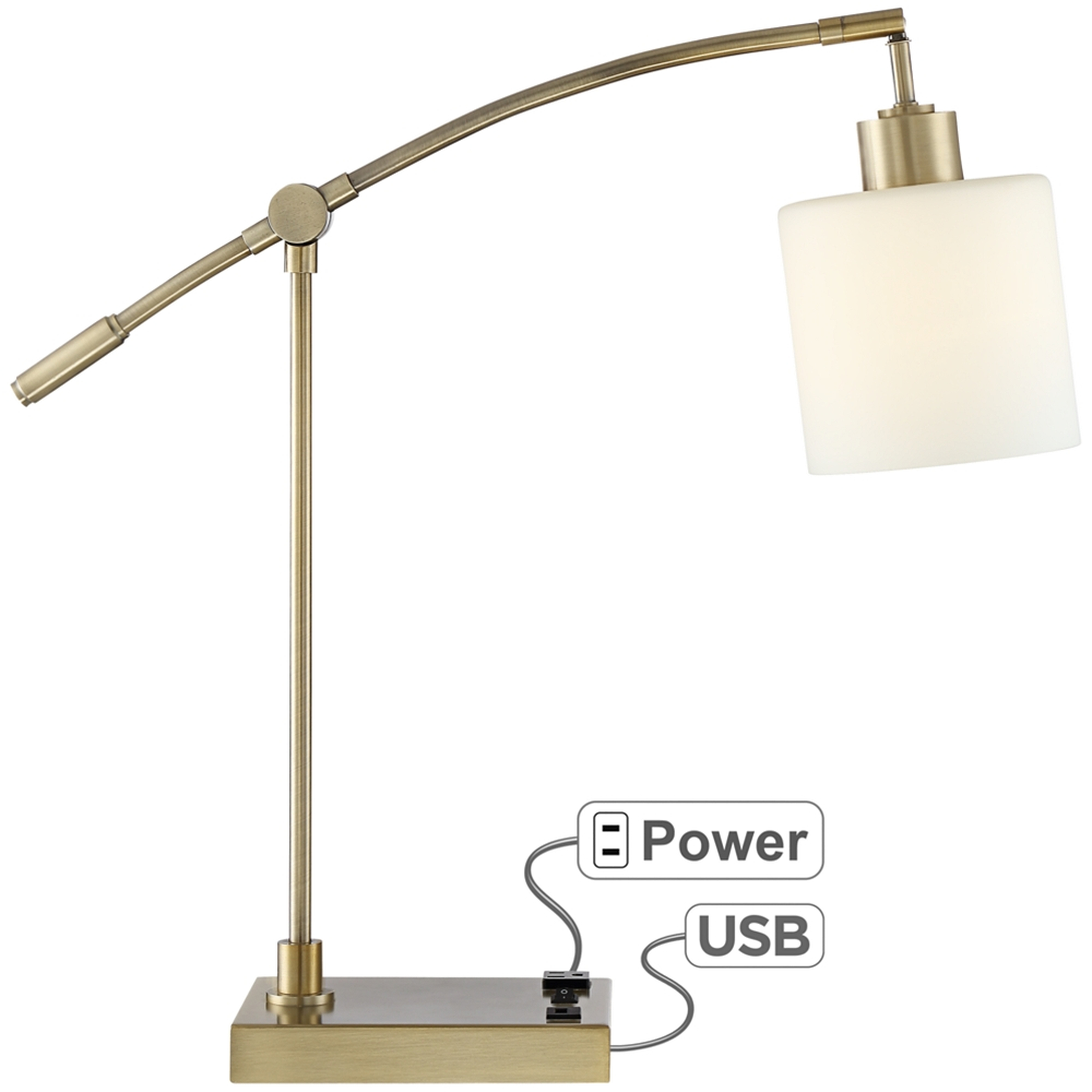Kipling Desk Lamp with Oulet and USB Port - Style # 43A15 - Lamps Plus