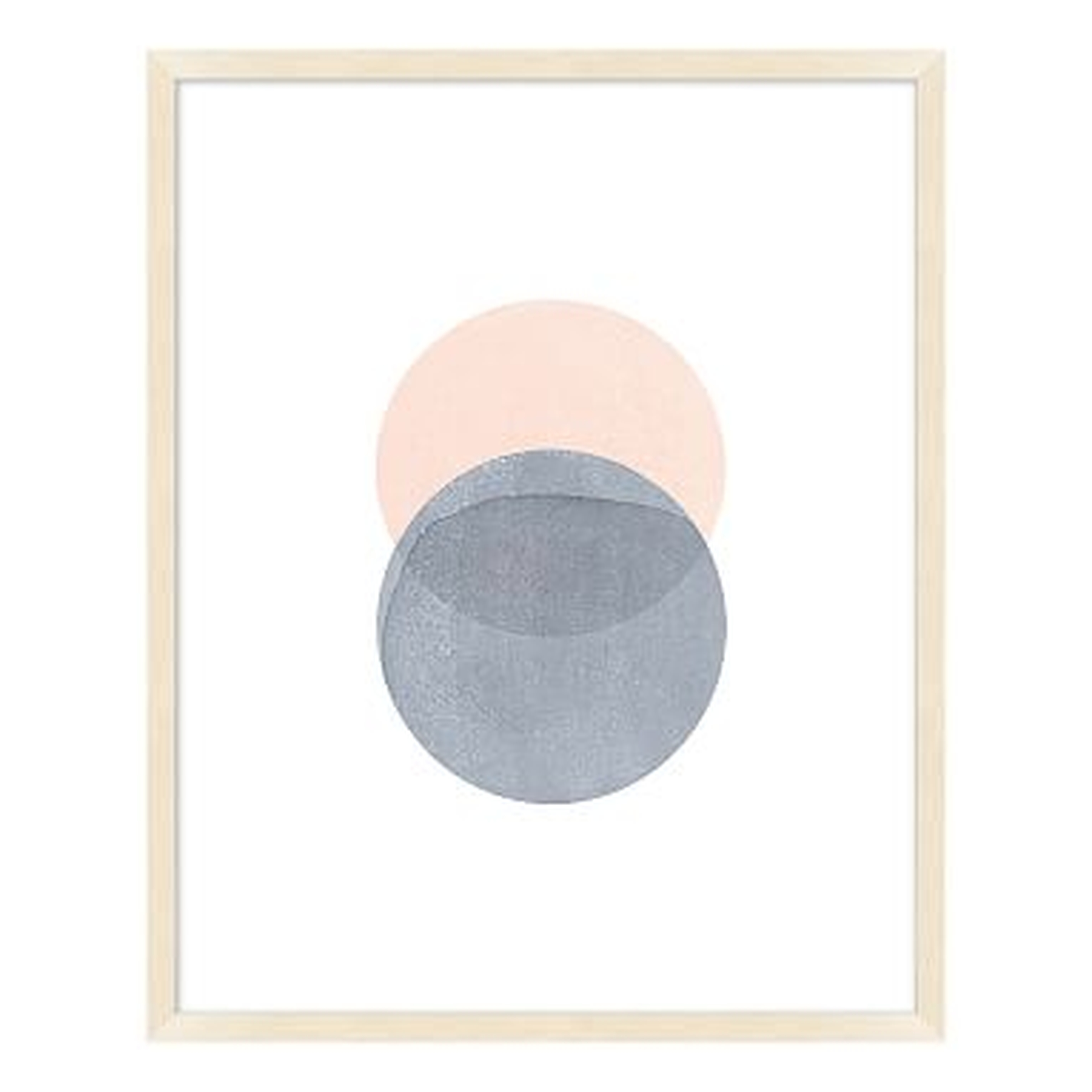 Blush and Gray Round Abstract Stones Framed Art, Natural Frame, 20"x25" - Pottery Barn Teen