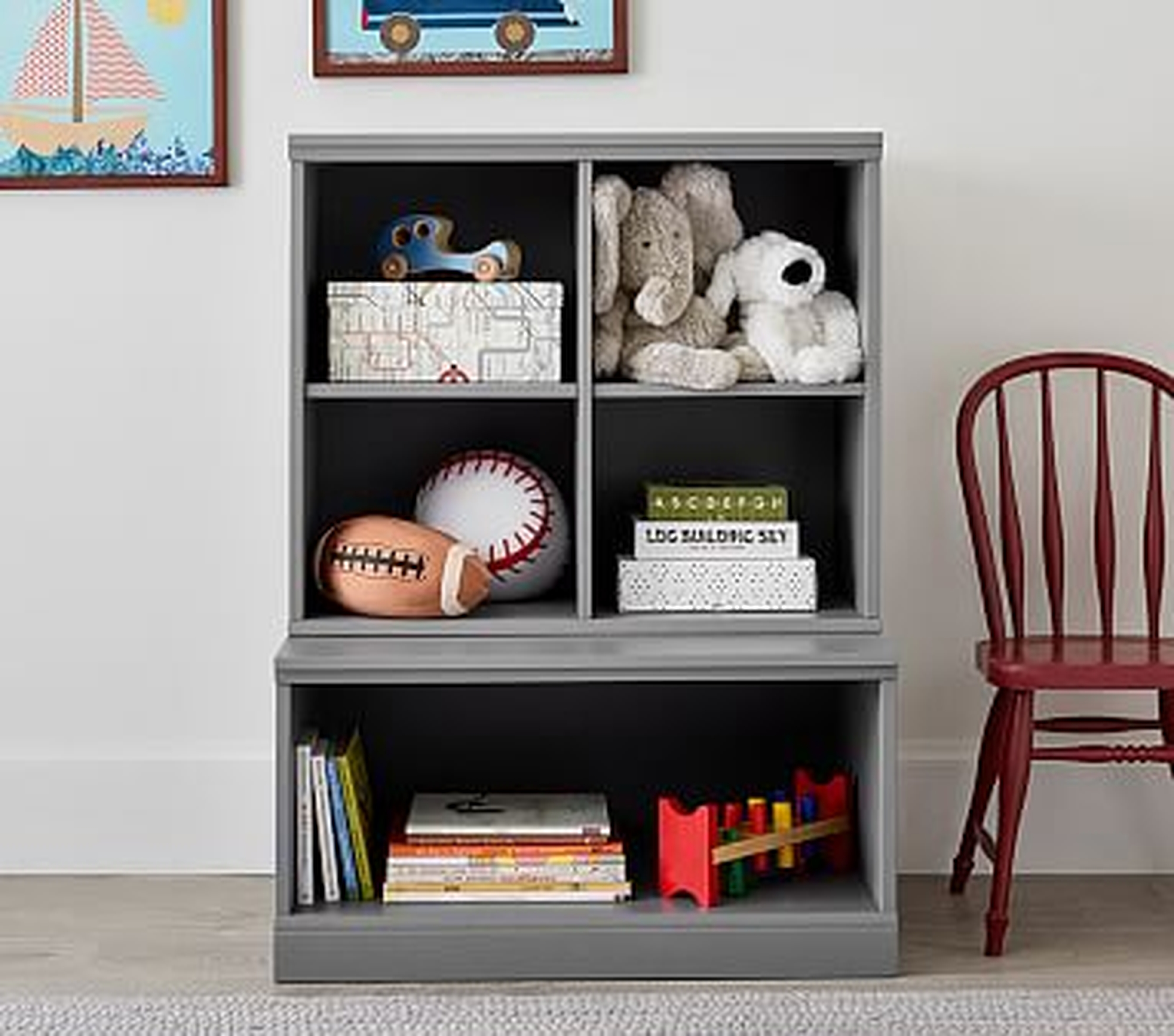 Cameron 1 Bookcase Cubby & 1 Open Base Set, Heritage Fog, In-Home Delivery - Pottery Barn Kids