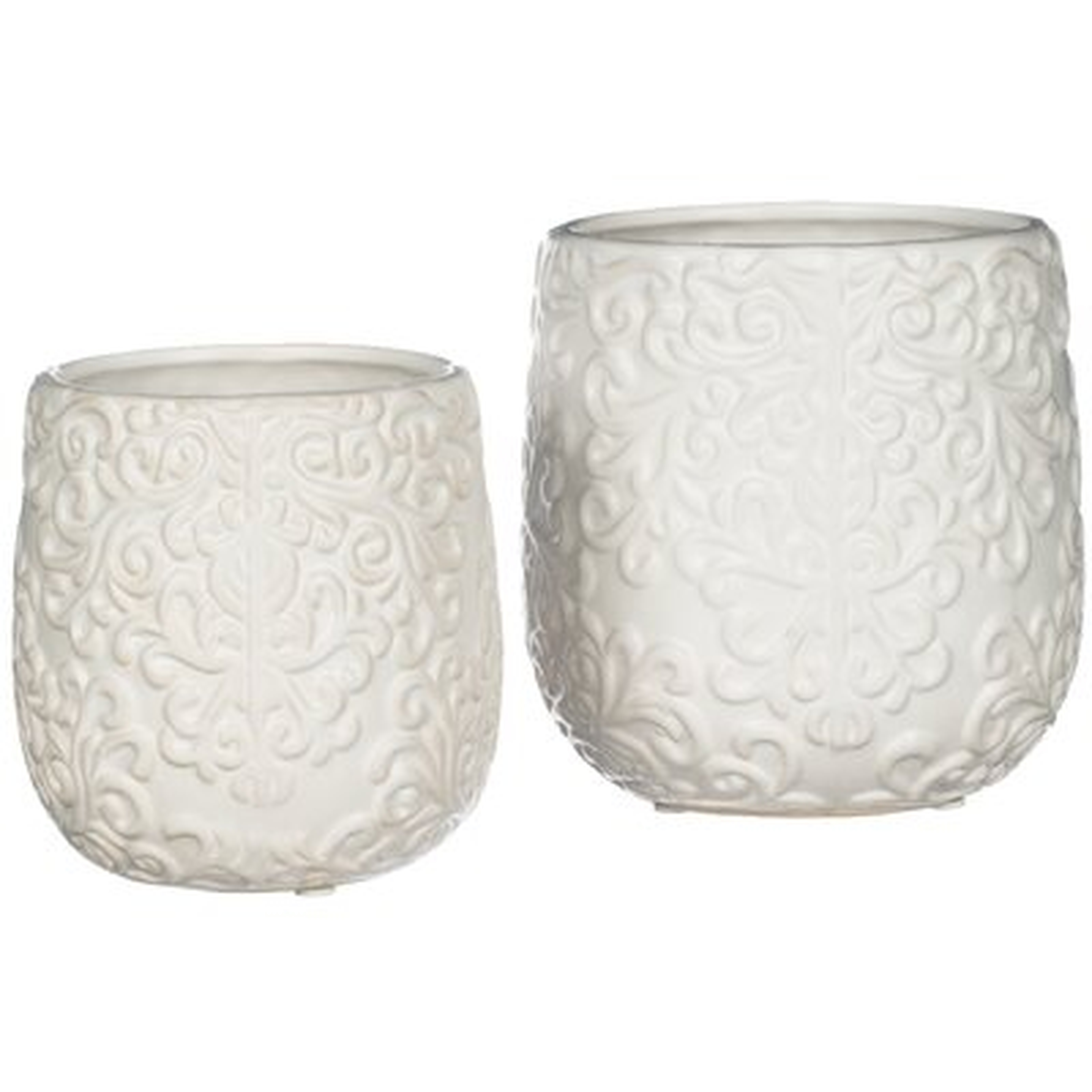 Shisler Small White Scroll Filigree Embossed Decorative Vases - Set of 2 - Wayfair