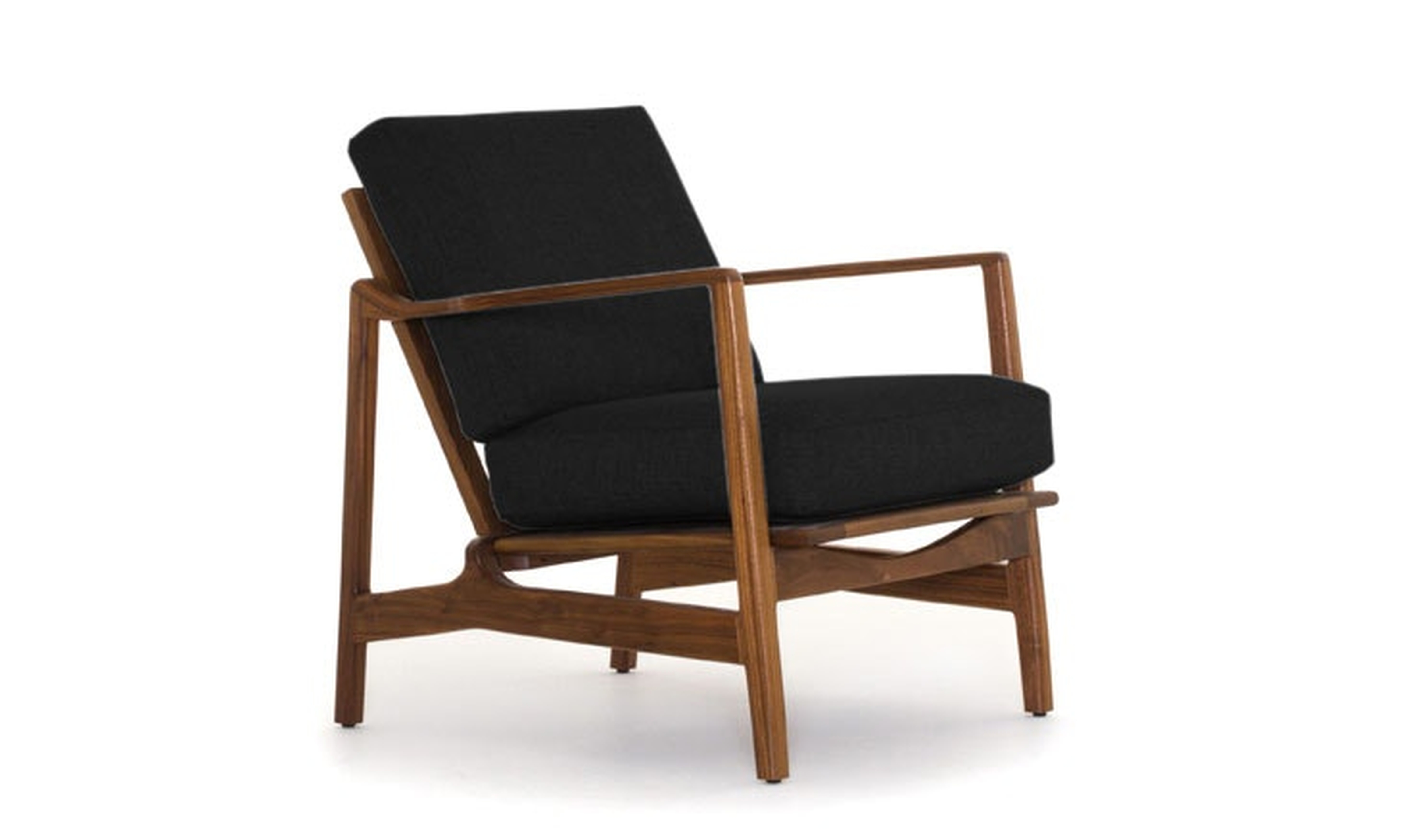 Black Graham Mid Century Modern Chair - Chance Charcoal - Walnut - Joybird