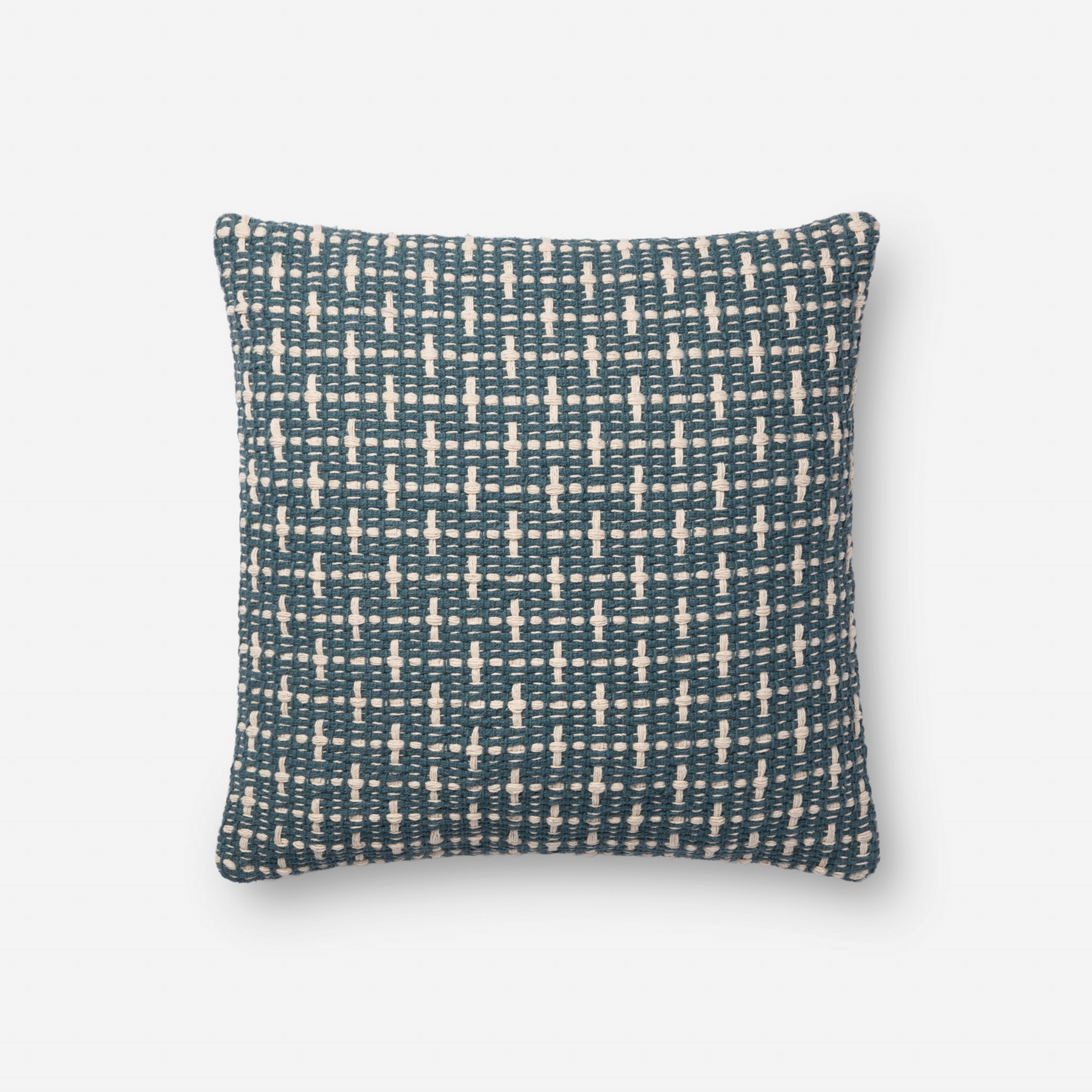Magnolia Woven Throw Pillow, Blue, 18" x 18" - Magnolia Home by Joana Gaines Crafted by Loloi Rugs