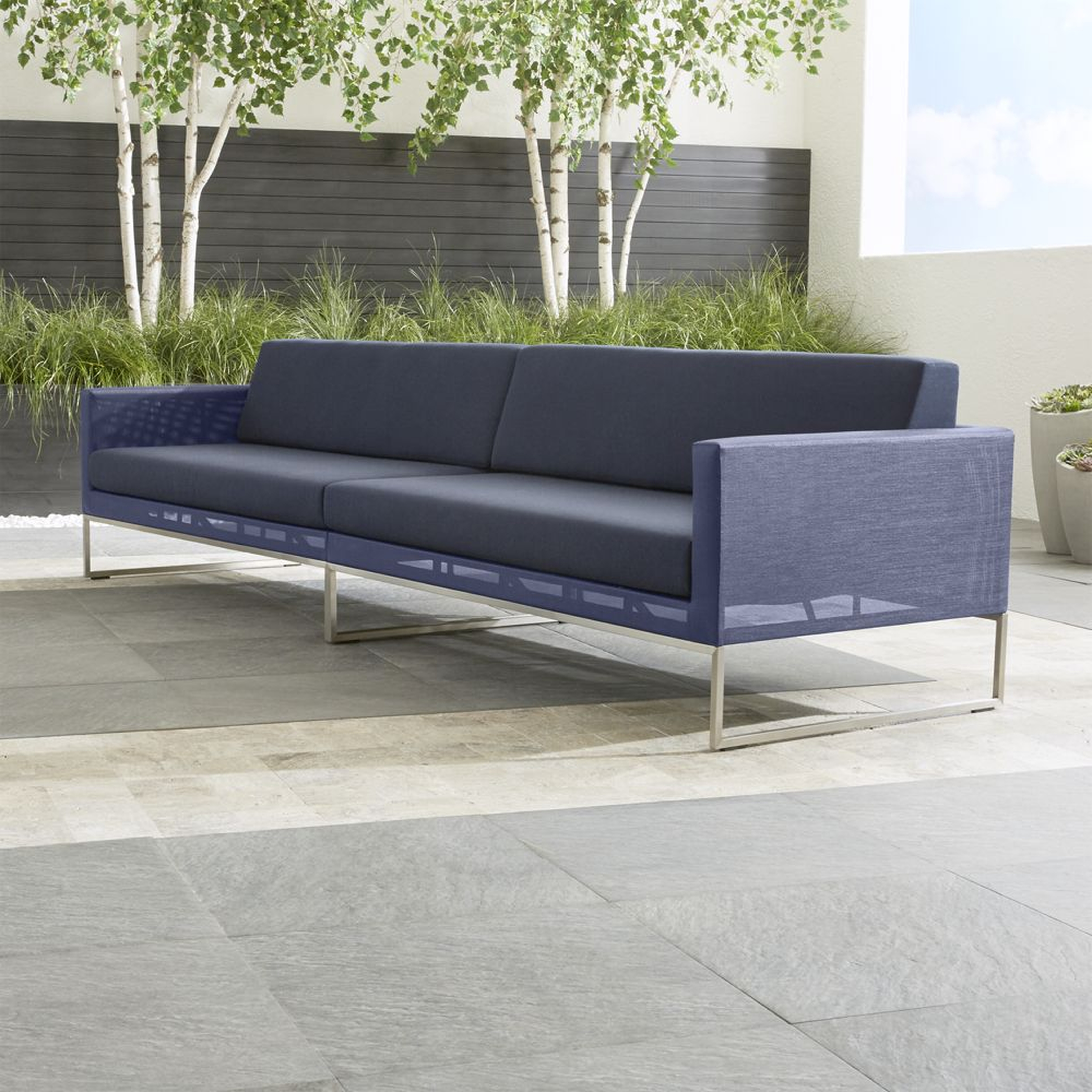 Dune Navy 2-Piece Outdoor Sectional Sofa with Sunbrella ® Cushions - Crate and Barrel