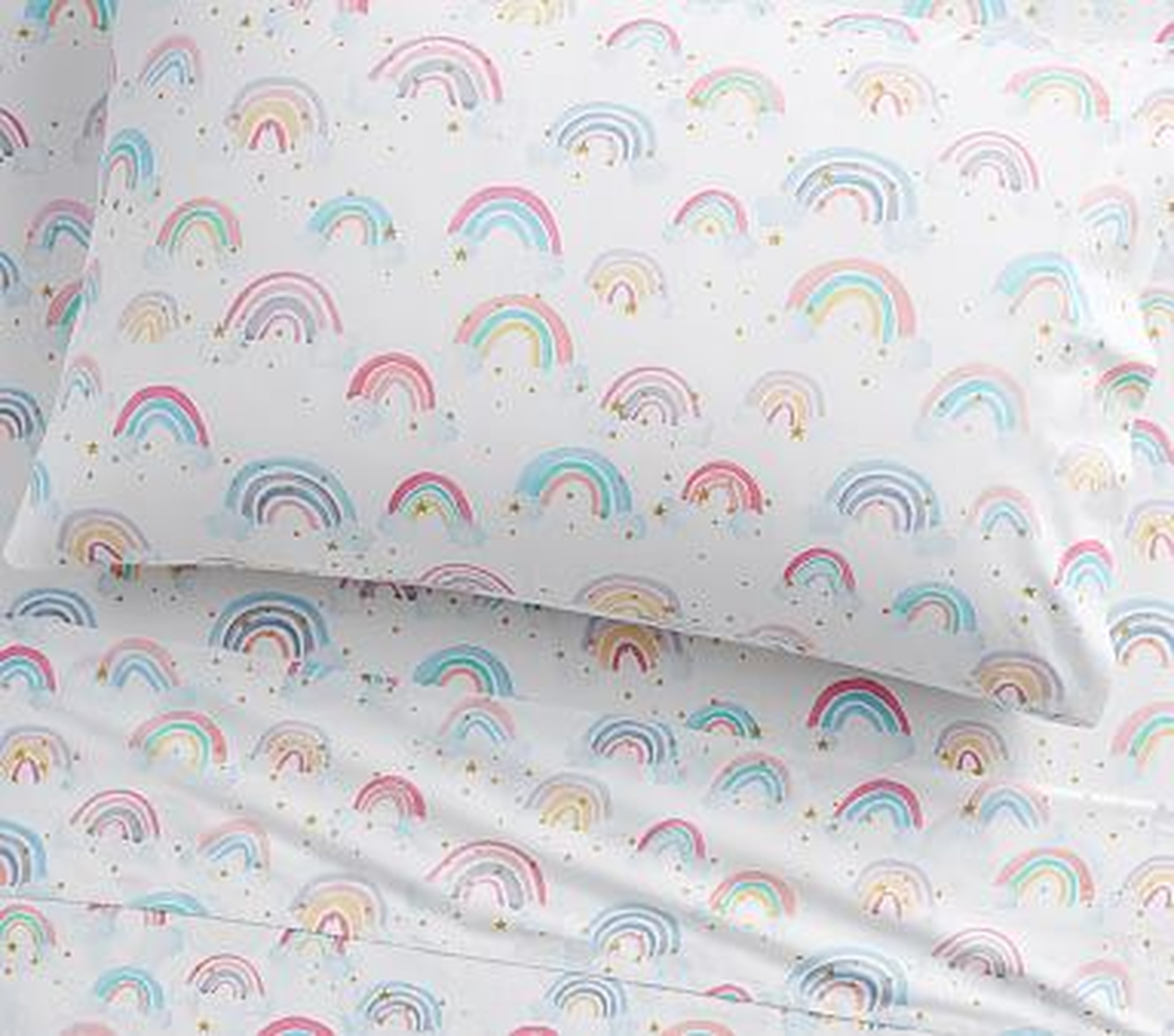 Organic Rainbow Cloud Sheet Set, Standard Pillow Case, White - Pottery Barn Kids