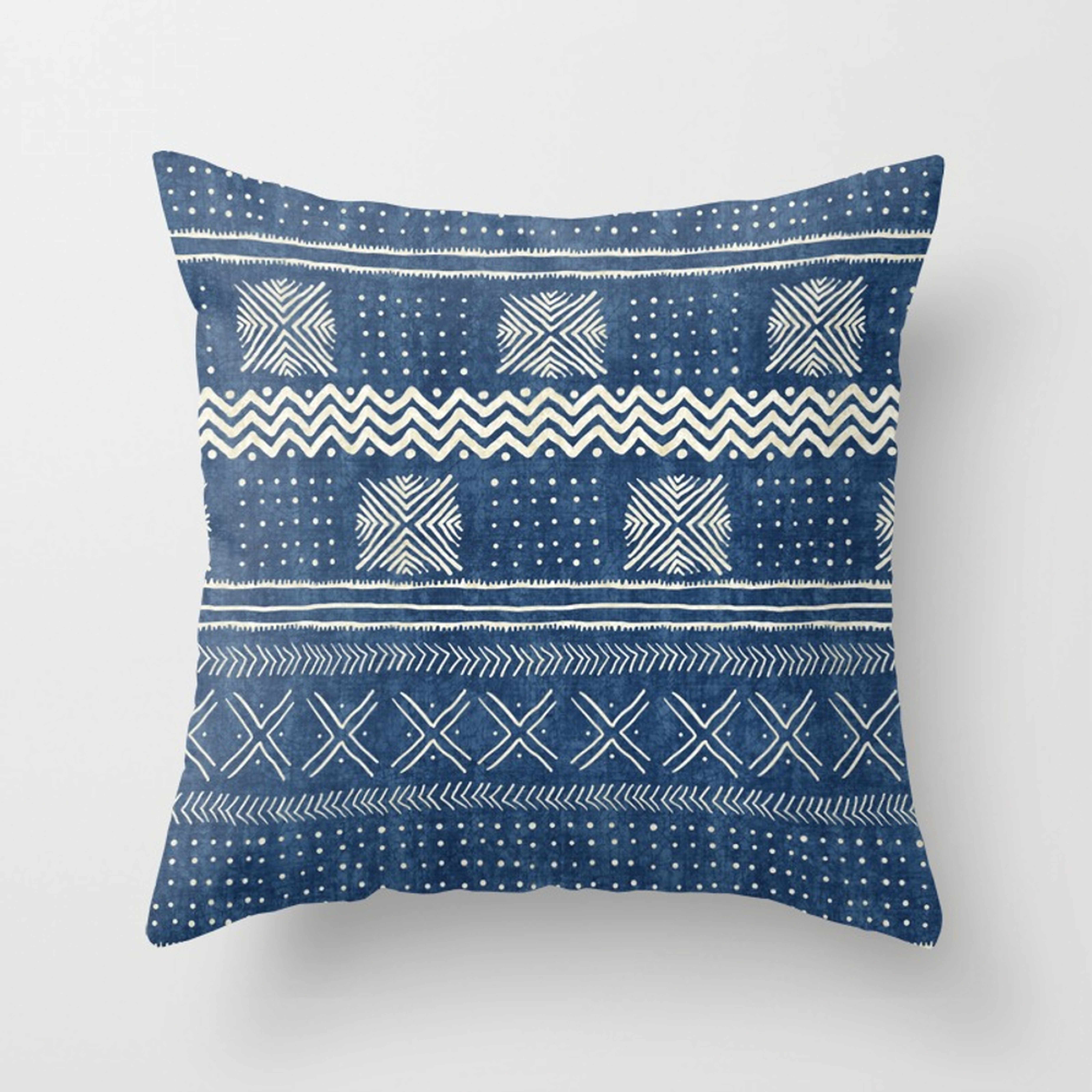 Geometric Stripe Blue Throw Pillow by House Of Haha - Cover (20" x 20") With Pillow Insert - Indoor Pillow - Society6