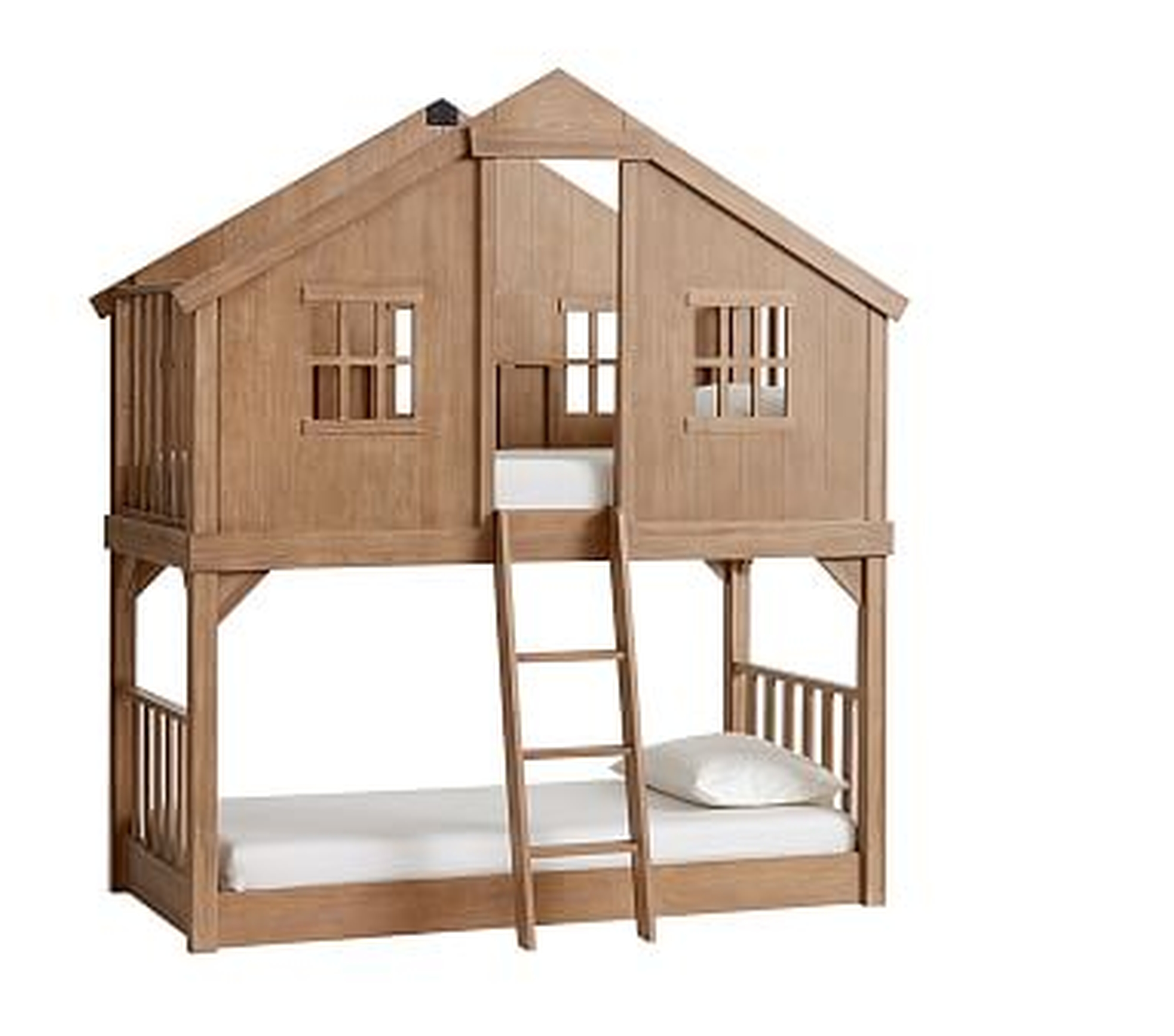 Treehouse Twin over Twin Bunk, Brushed Gray - Pottery Barn Kids