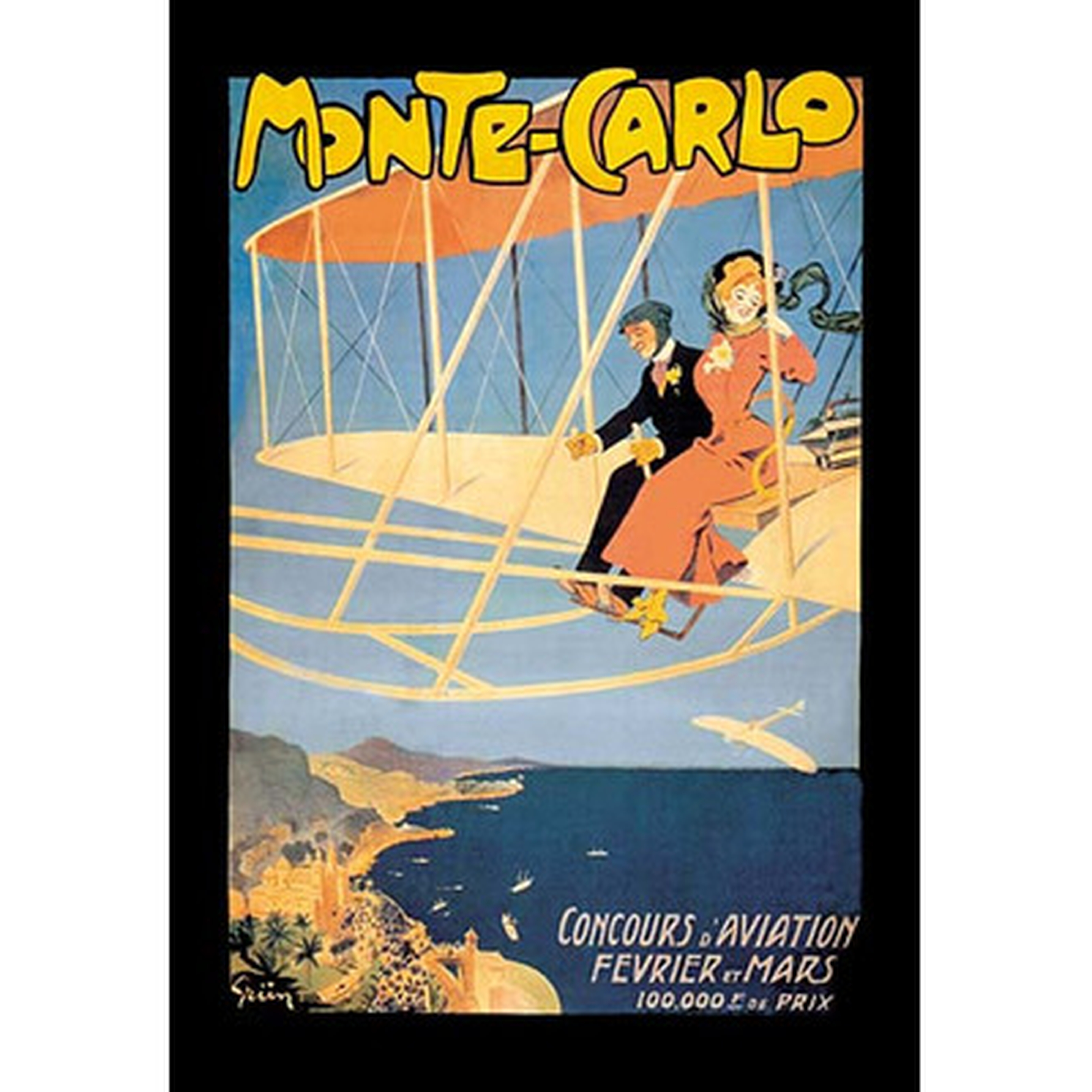 Monte Carlo Concours d'Aviation by Jules Alexandre Grun Vintage Advertisement - Wayfair