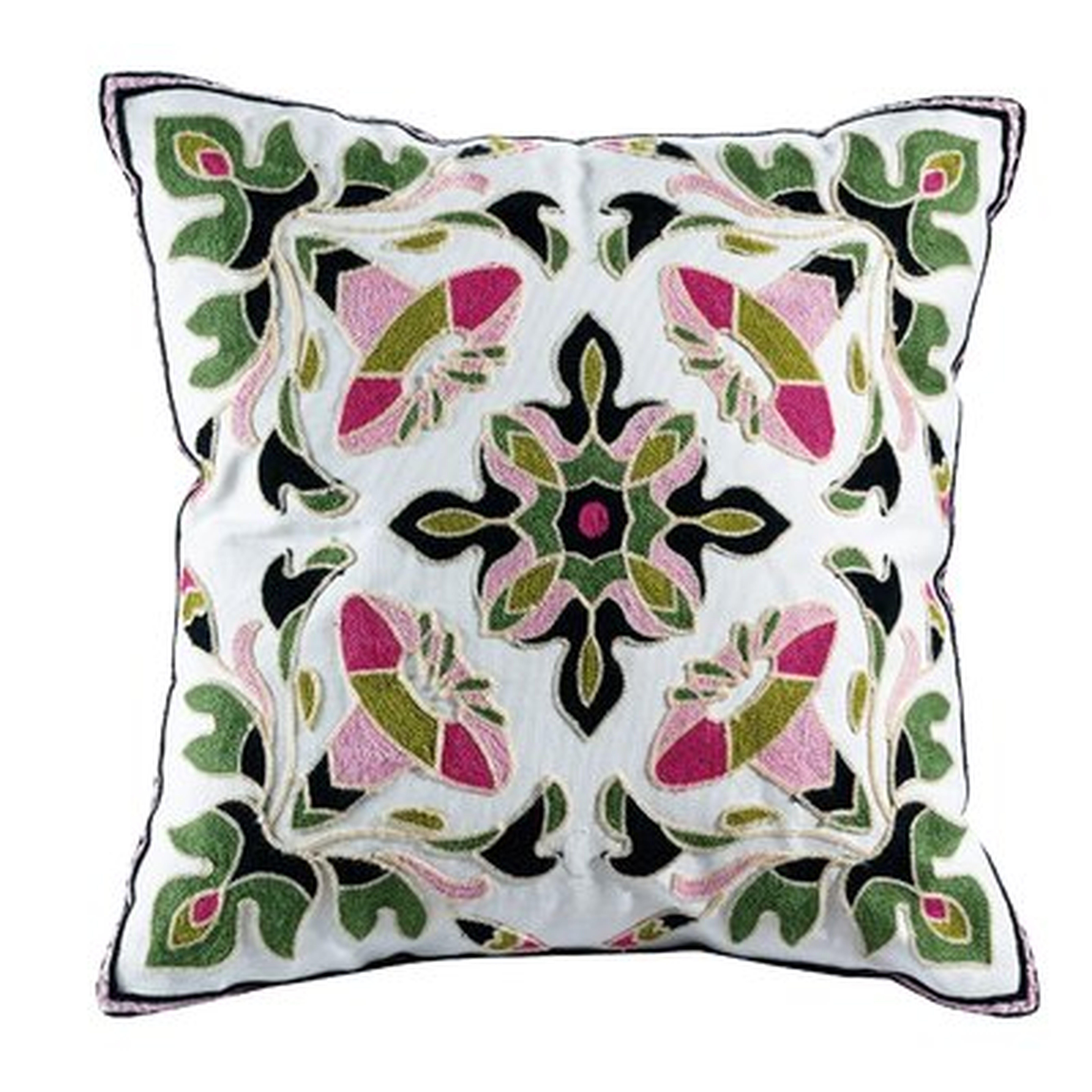 Drayton Embroidered Cotton Throw Pillow - Wayfair