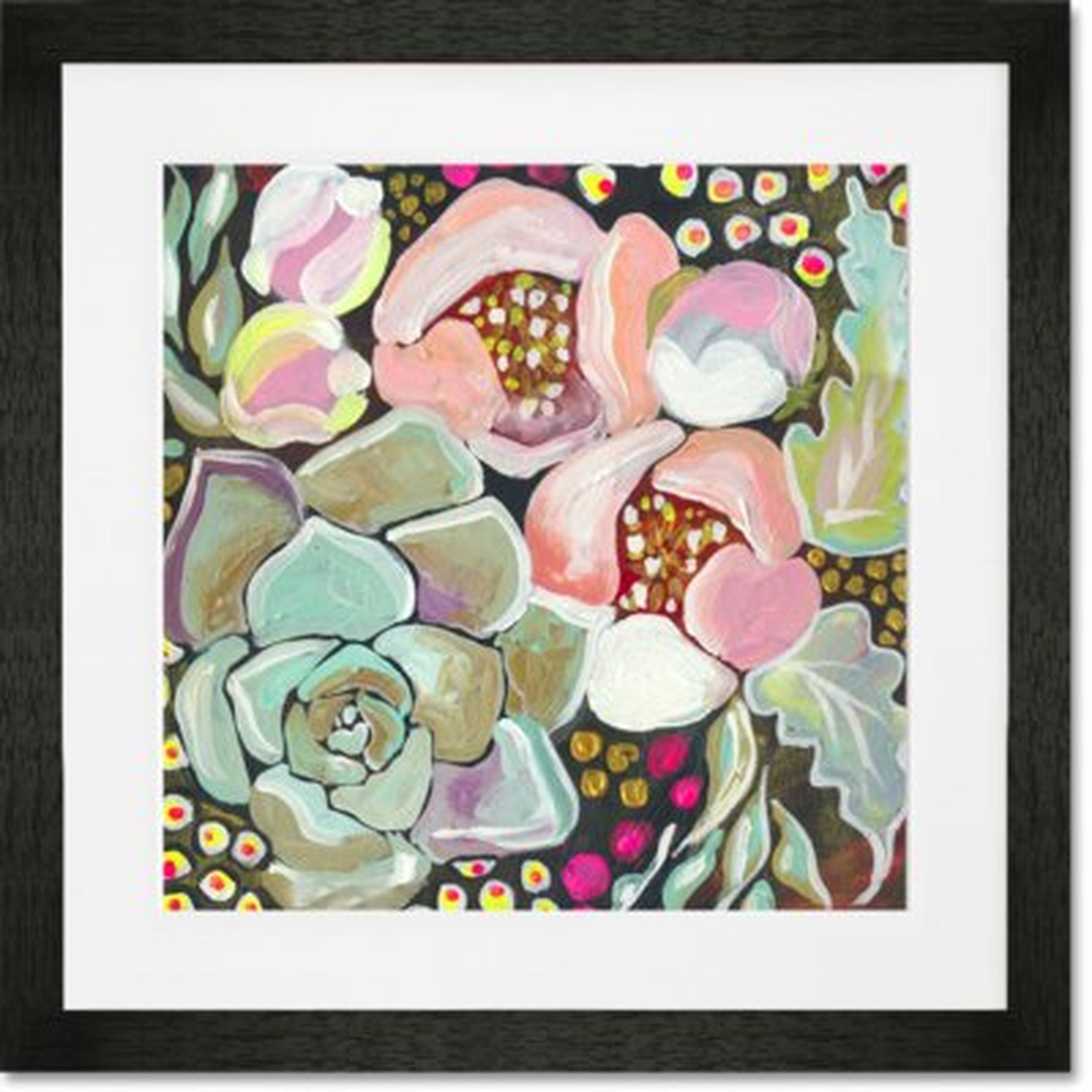 'Succulent Florals' Framed Painting Print on Paper - AllModern