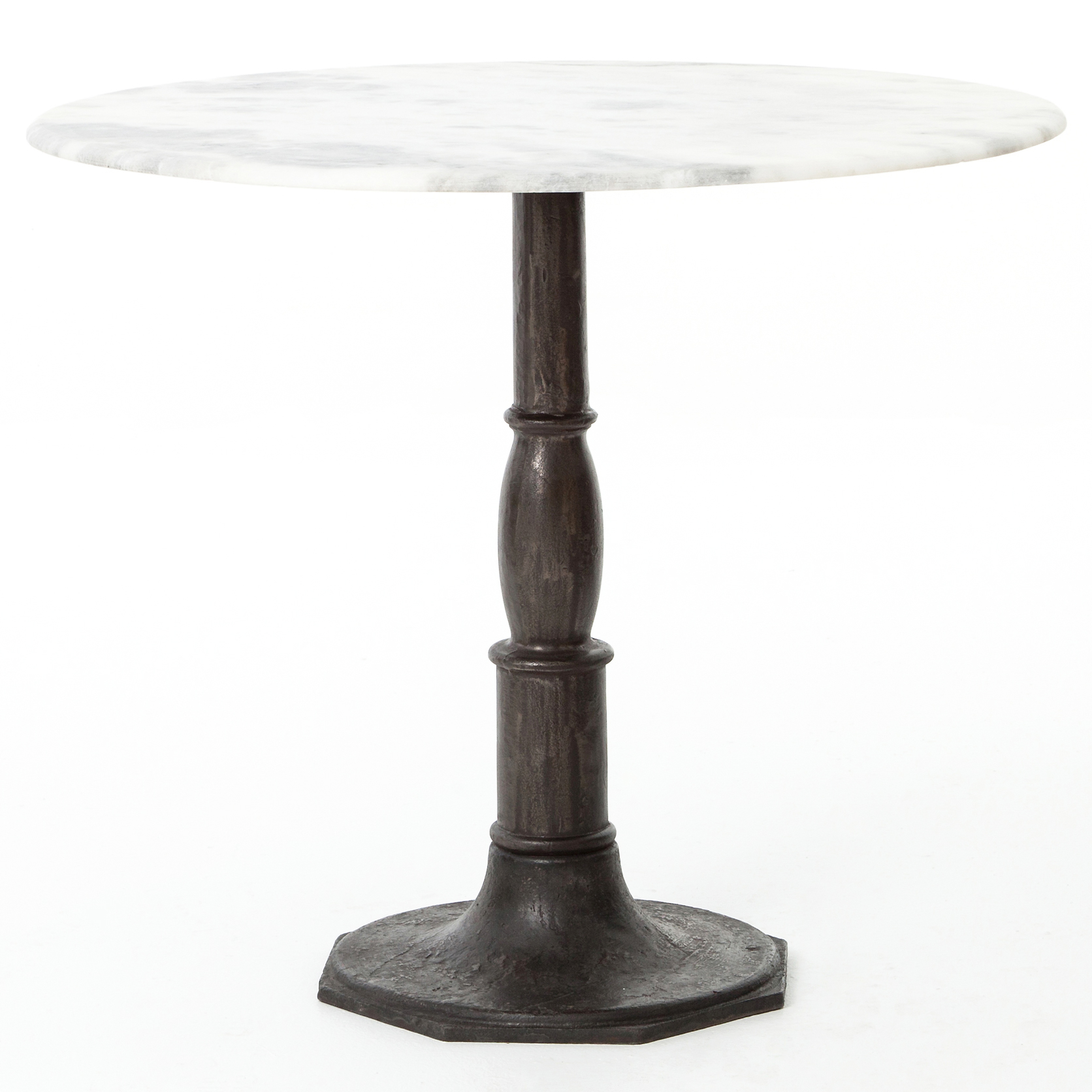 Alondra Classic Cast Iron Marble Round Dining Table - Kathy Kuo Home