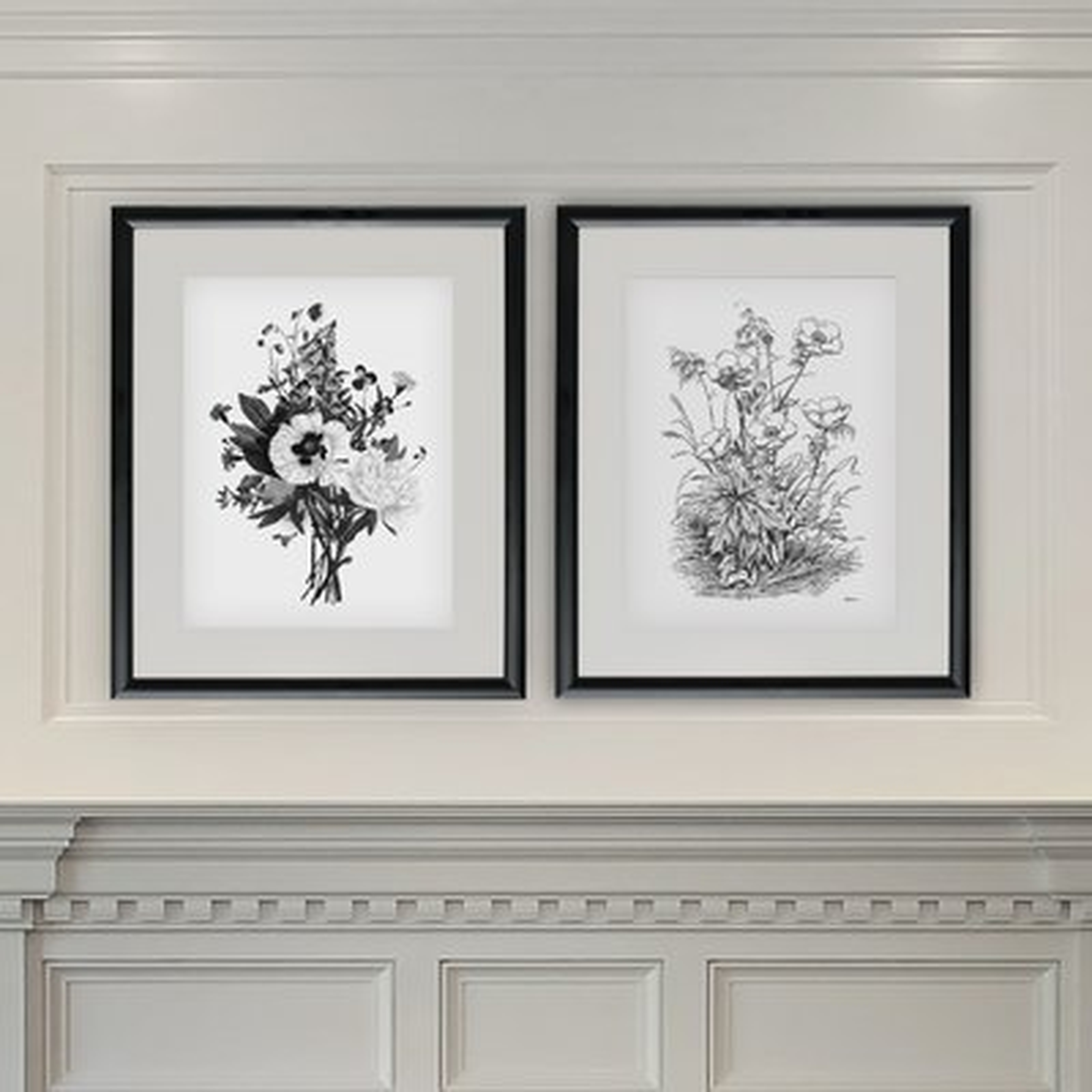 'Botanical Black and White II' 2 Piece Framed Acrylic Painting Print Set - Wayfair