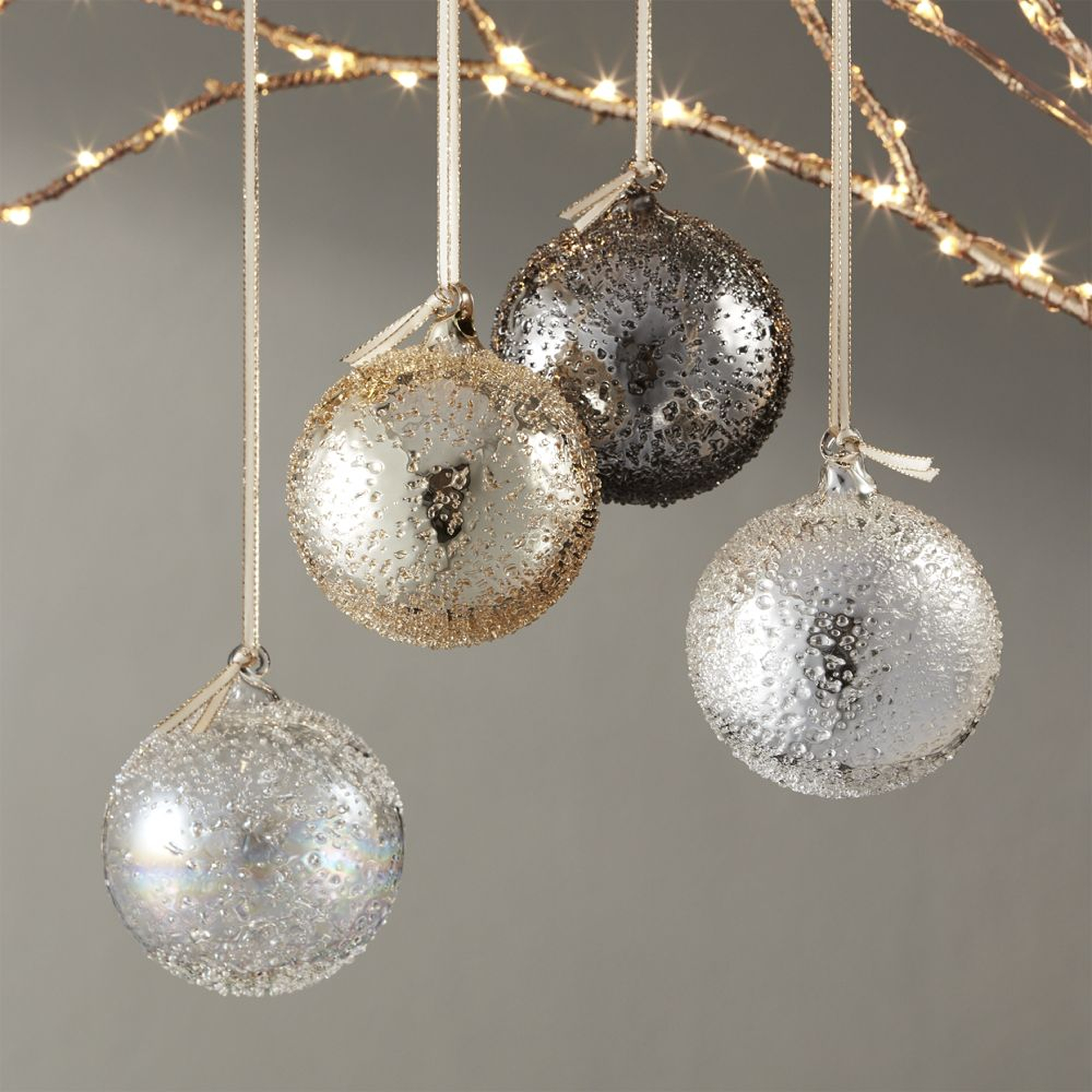 Metallic Glass Textured Ornaments Set of 4 - CB2