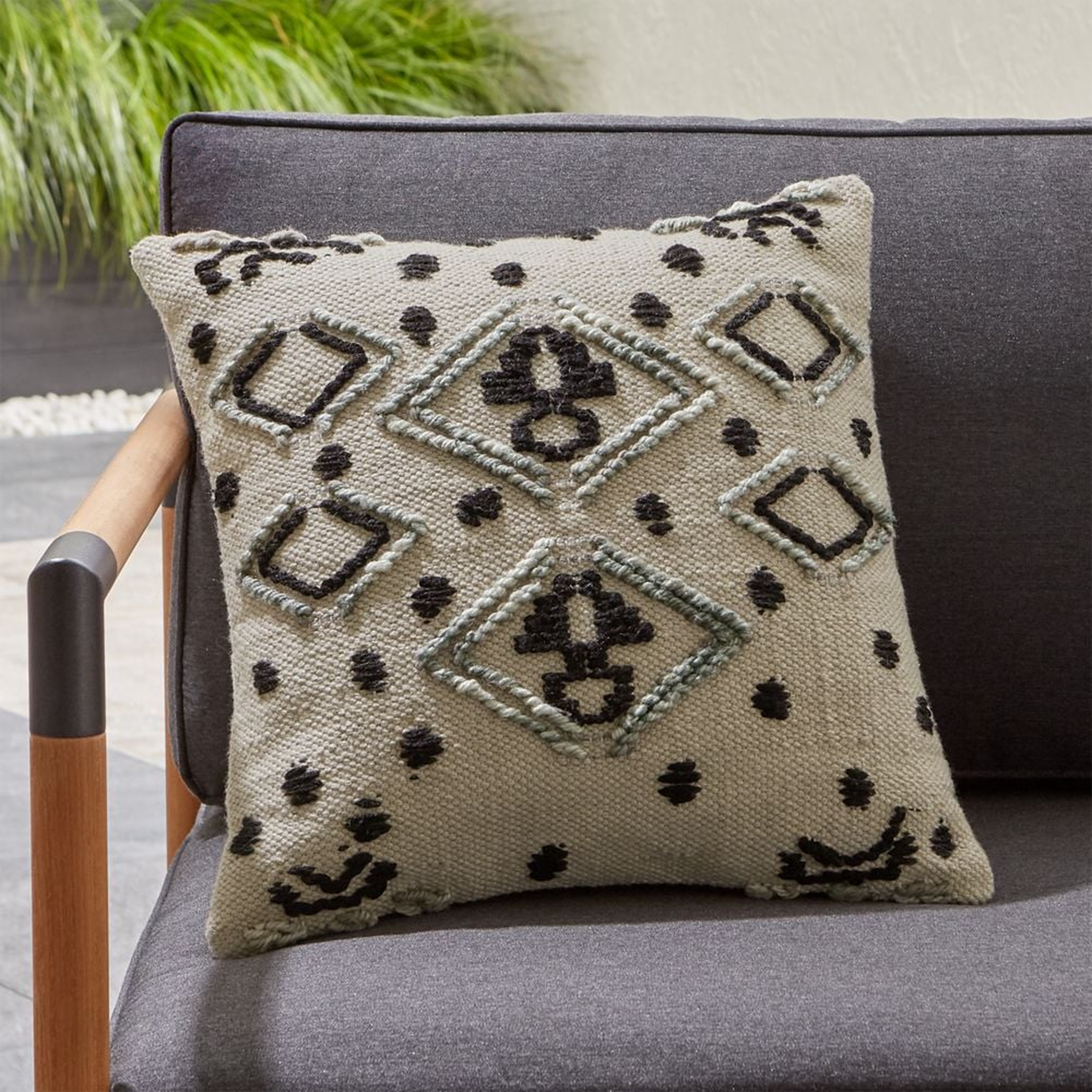 Mohave Embroidered Outdoor Pillow - Crate and Barrel