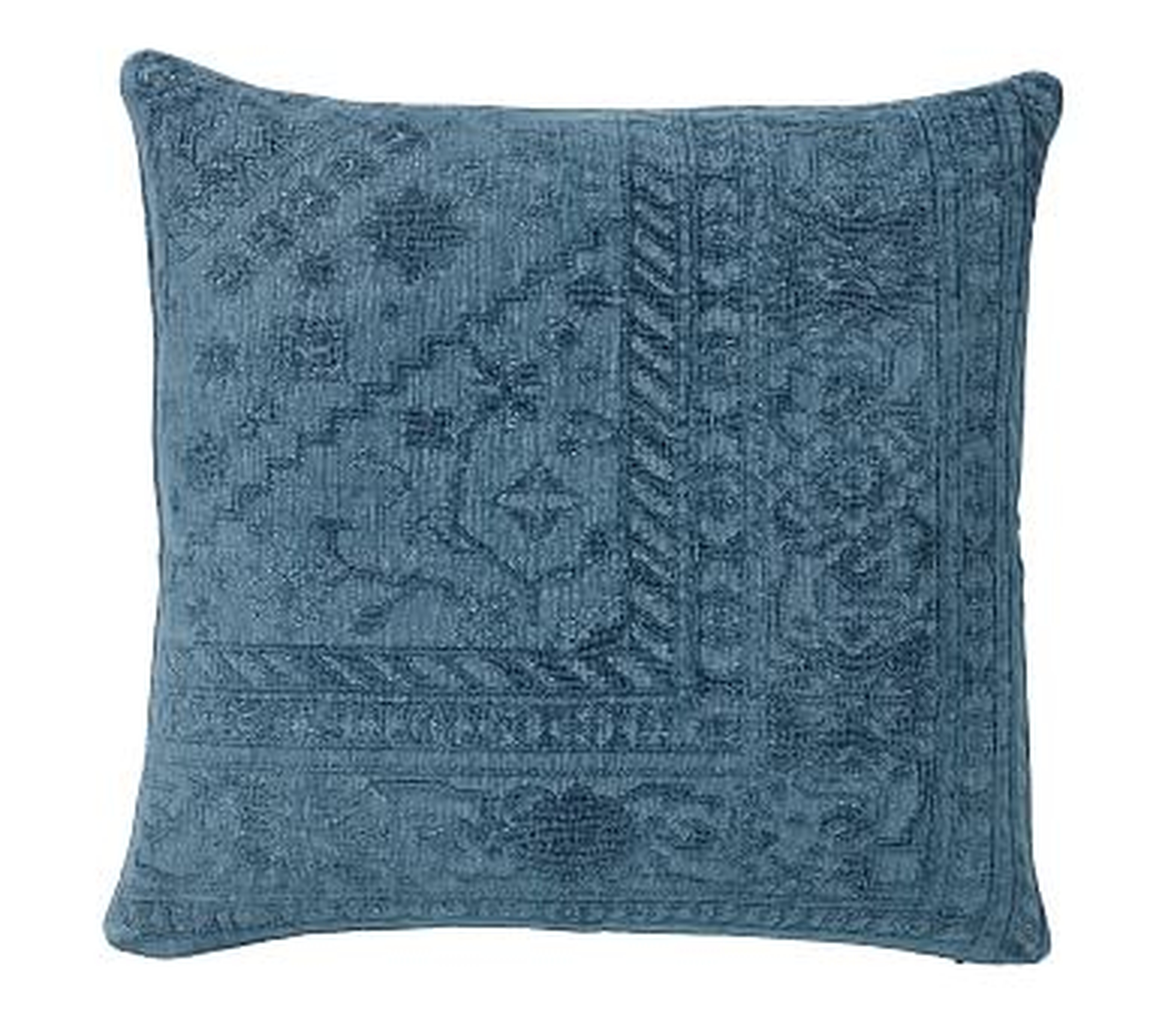 Romilly Embroidered Pillow Cover, 22", Denim Blue - Pottery Barn