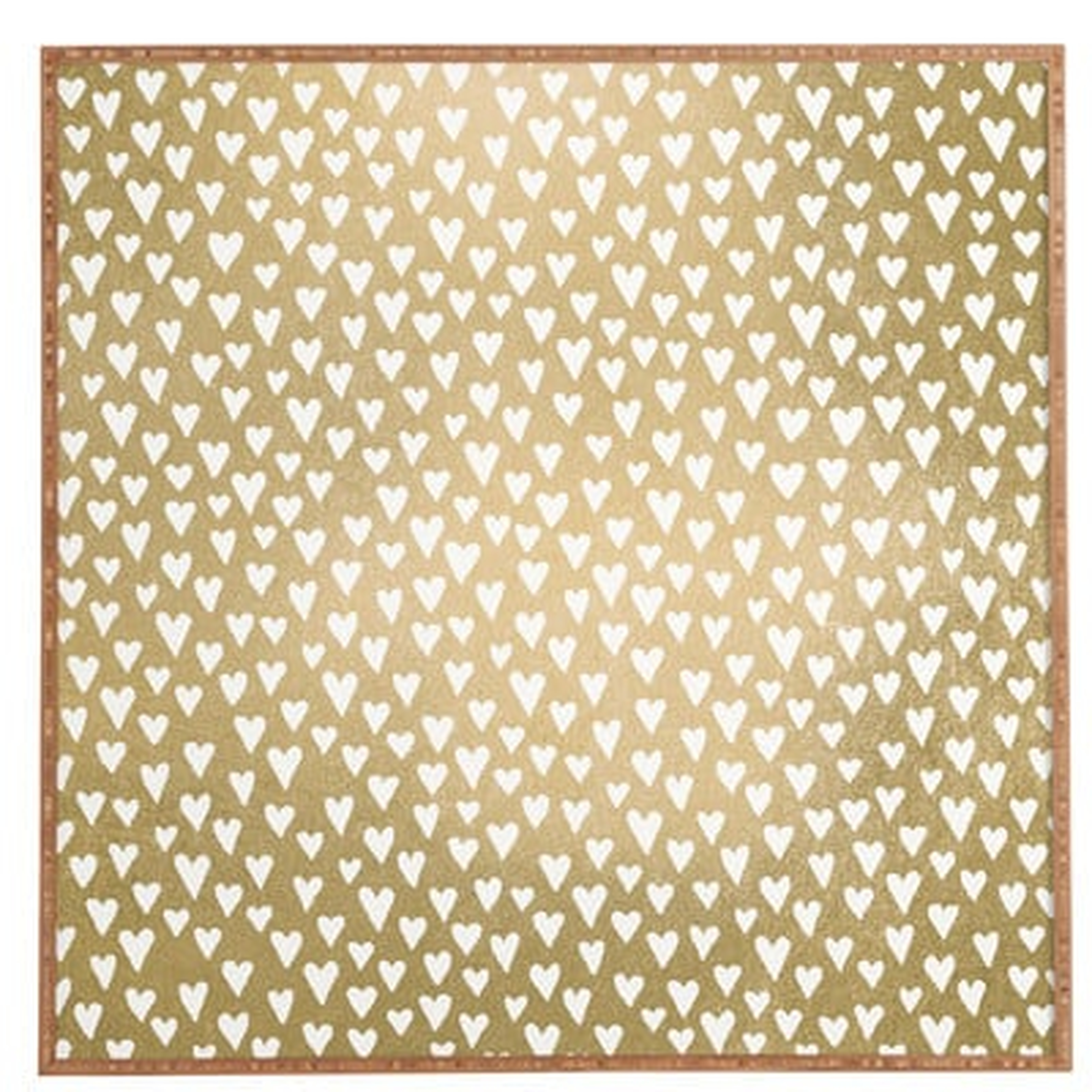 Little Hearts On Gold Framed Graphic Art - Wayfair