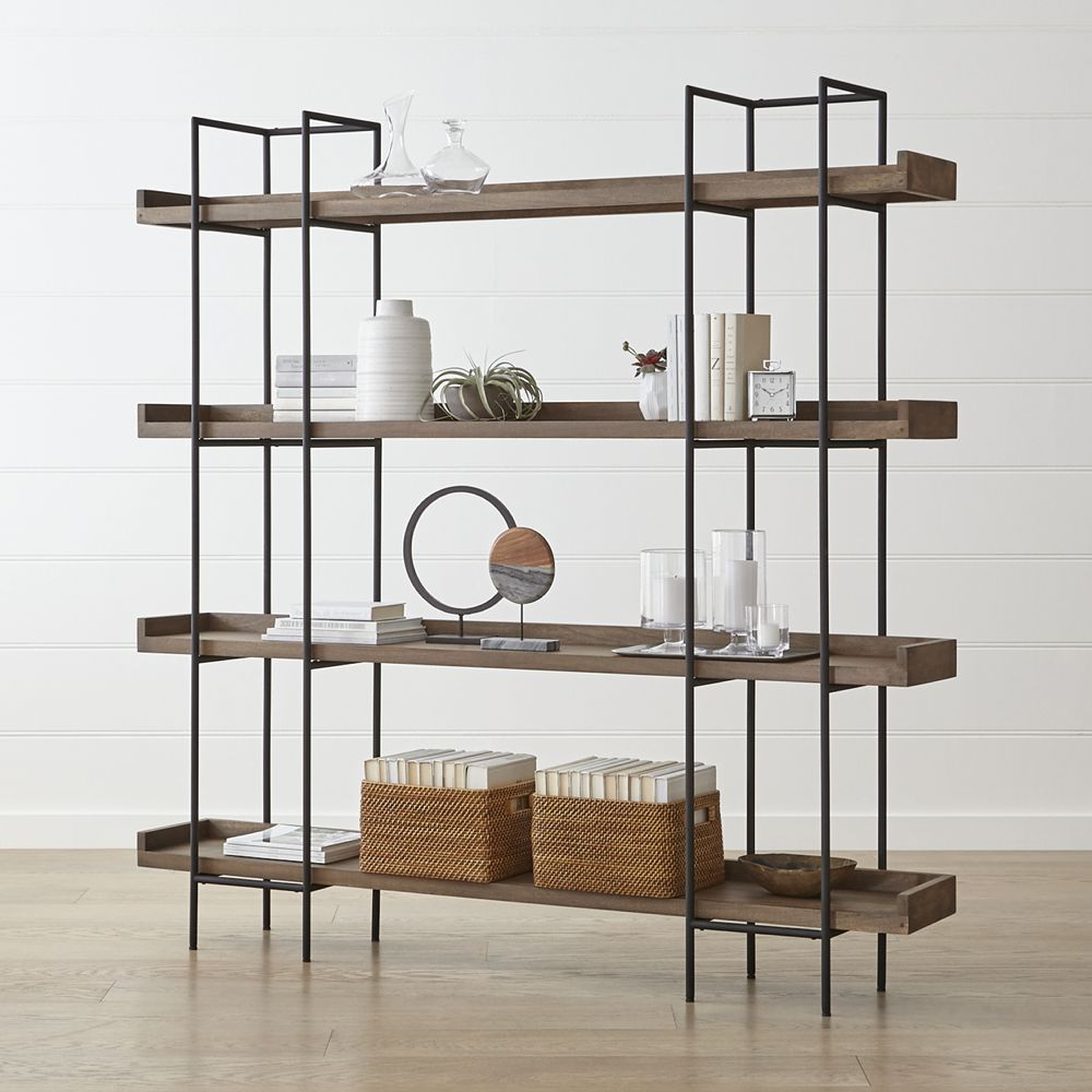 Beckett Grey Wash 4-High Shelf - Crate and Barrel