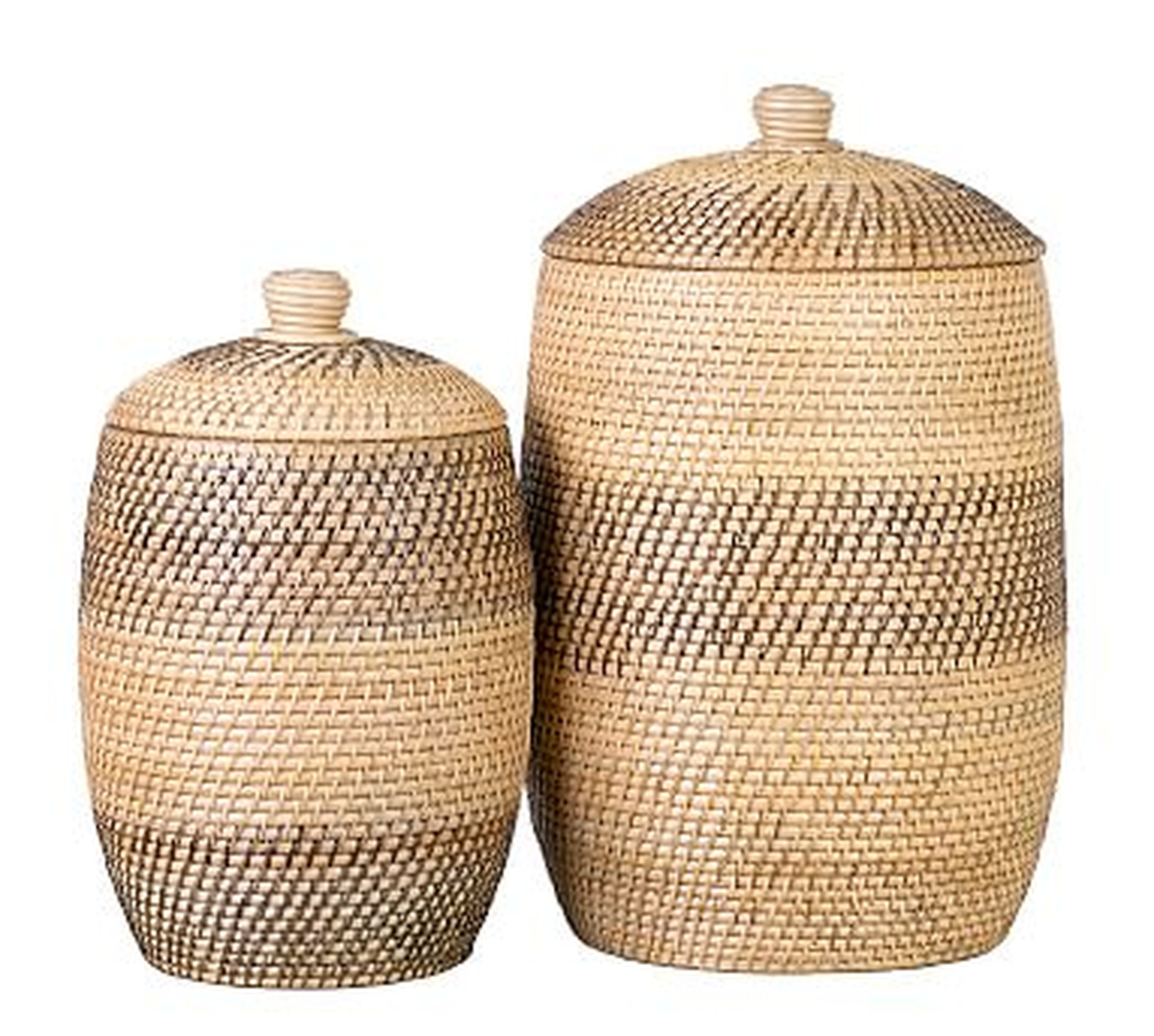 Amena Lidded Baskets, Set of 2 - Multi - Pottery Barn