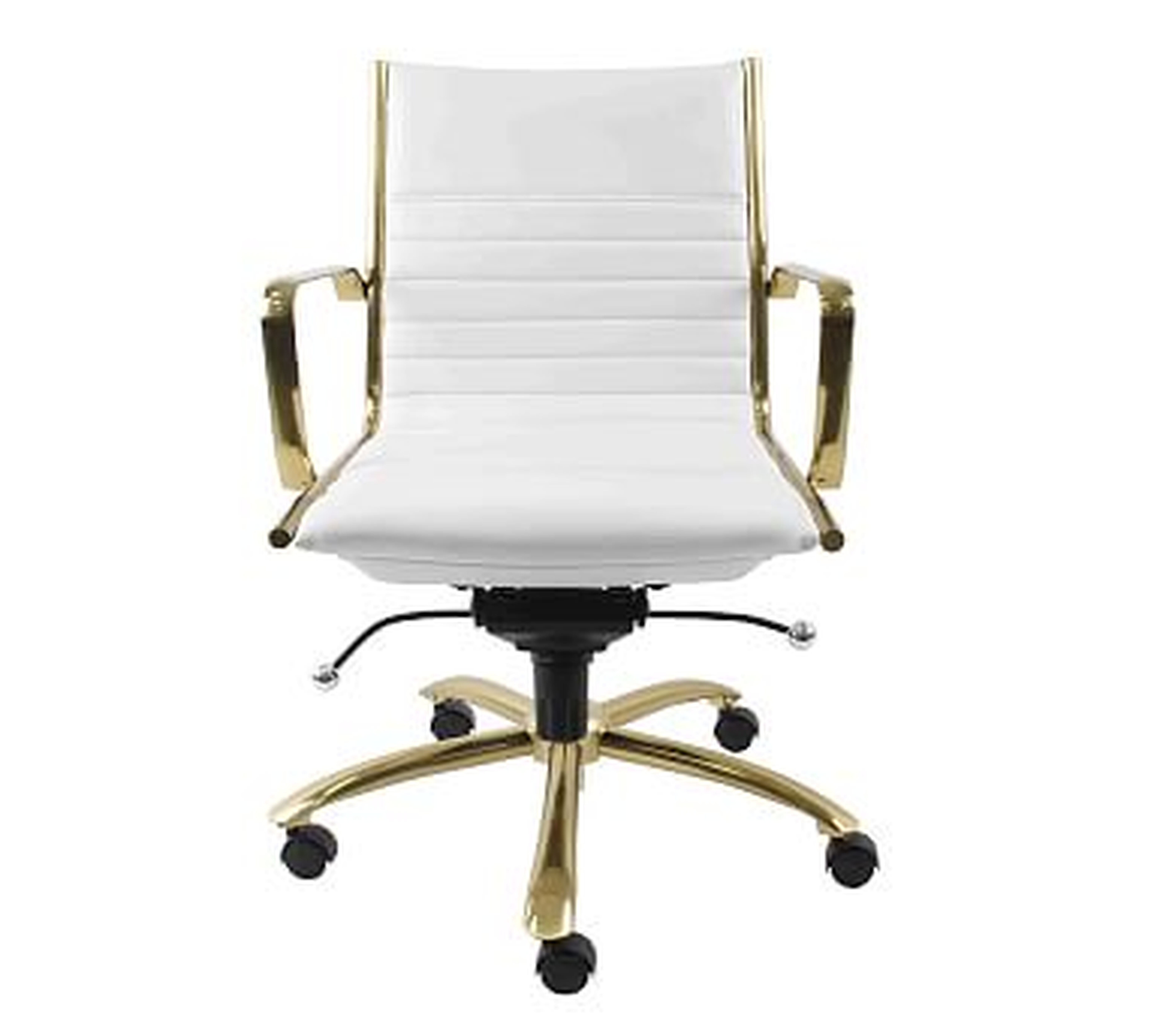 Fowler Low Back Desk Chair, White/Gold - Pottery Barn