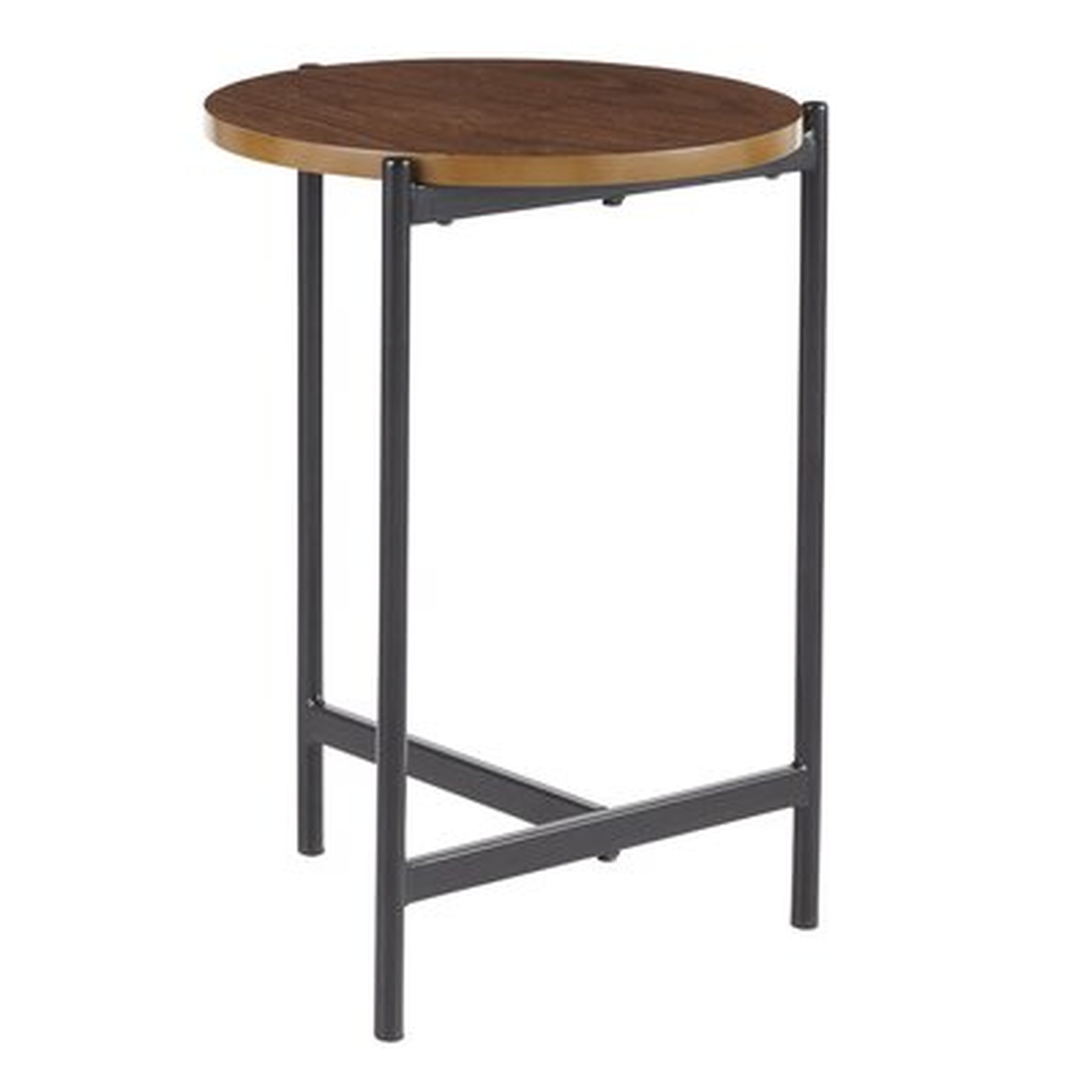 Ealing Contemporary Side Table in Chrome with Black Glass, Walnut Wood - Wayfair