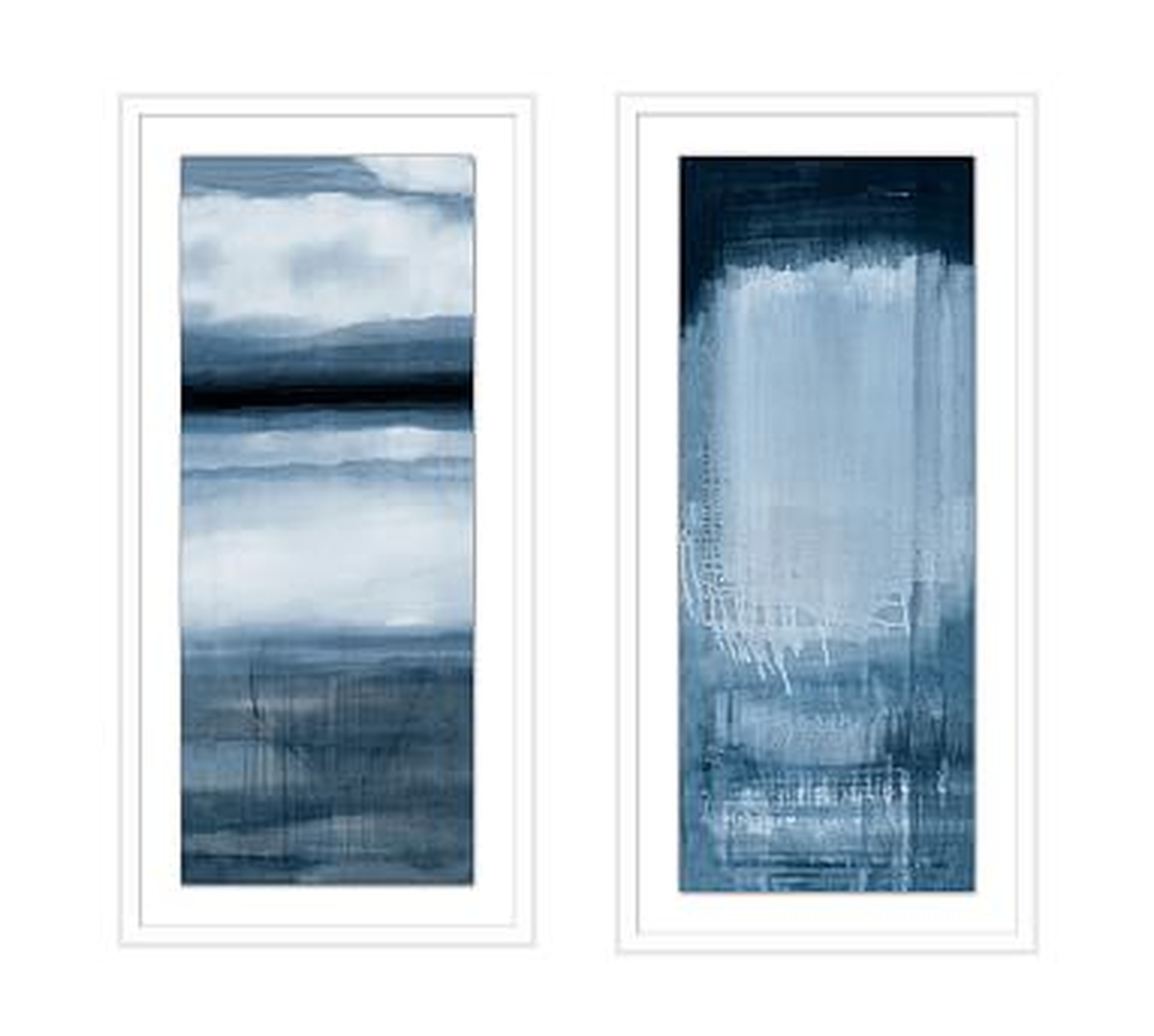 Blue Colorfield Framed Paper Prints, Set of 2, 17.25" x 35.25" - Pottery Barn
