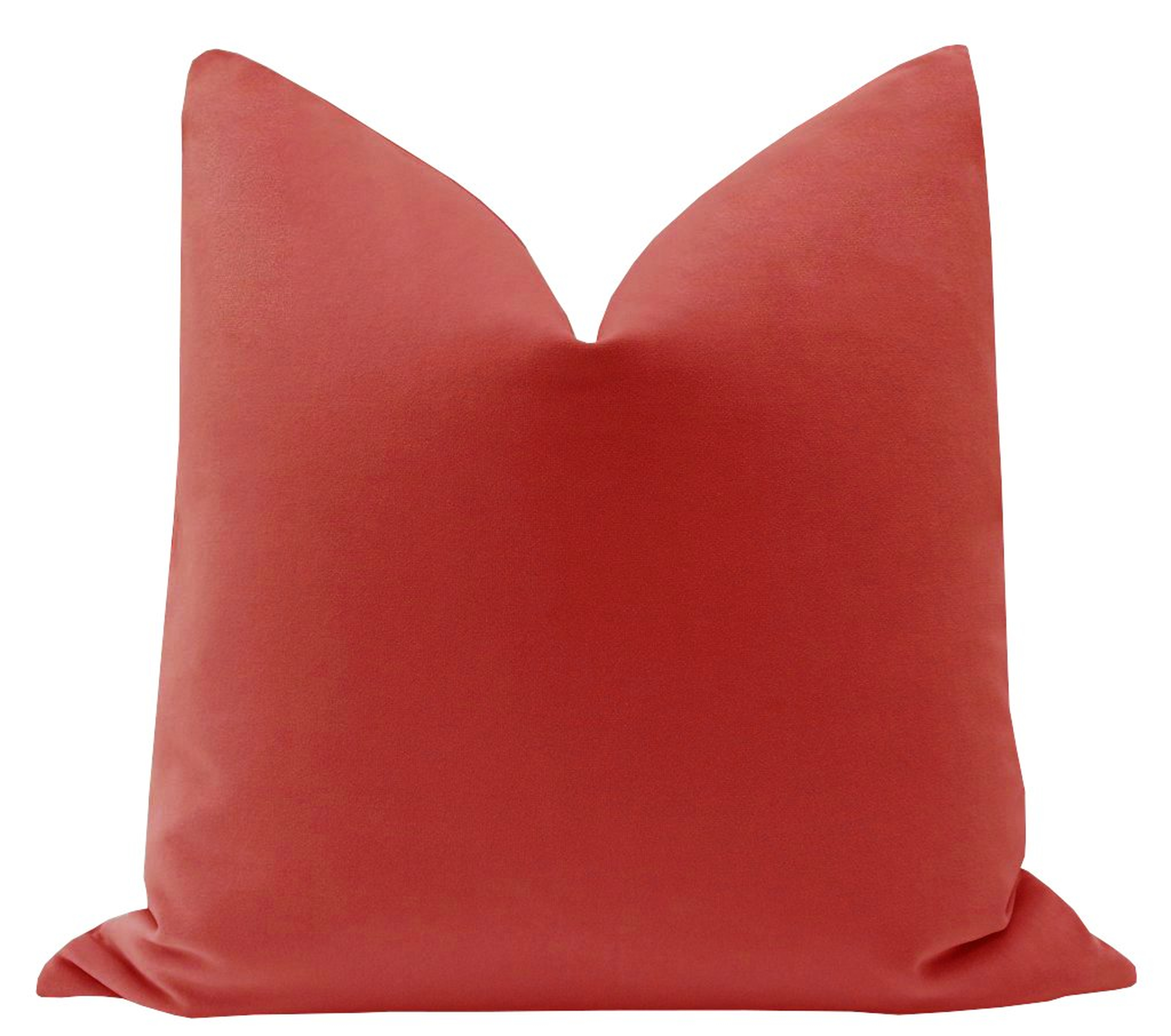 Signature Velvet Pillow Cover, Rhubarb, 20" x 20" - Little Design Company