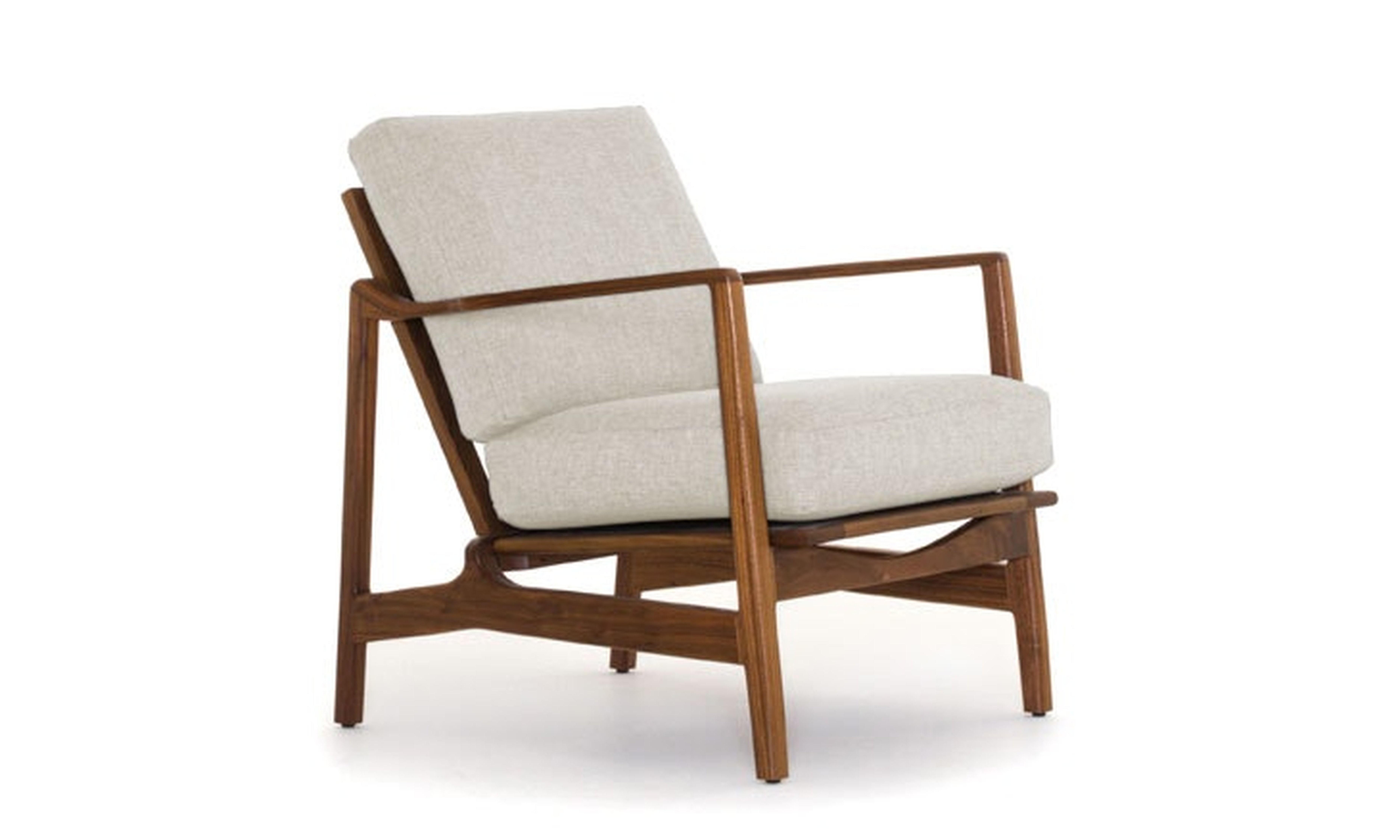 White Graham Mid Century Modern Chair - Tussah Snow - Walnut - Joybird