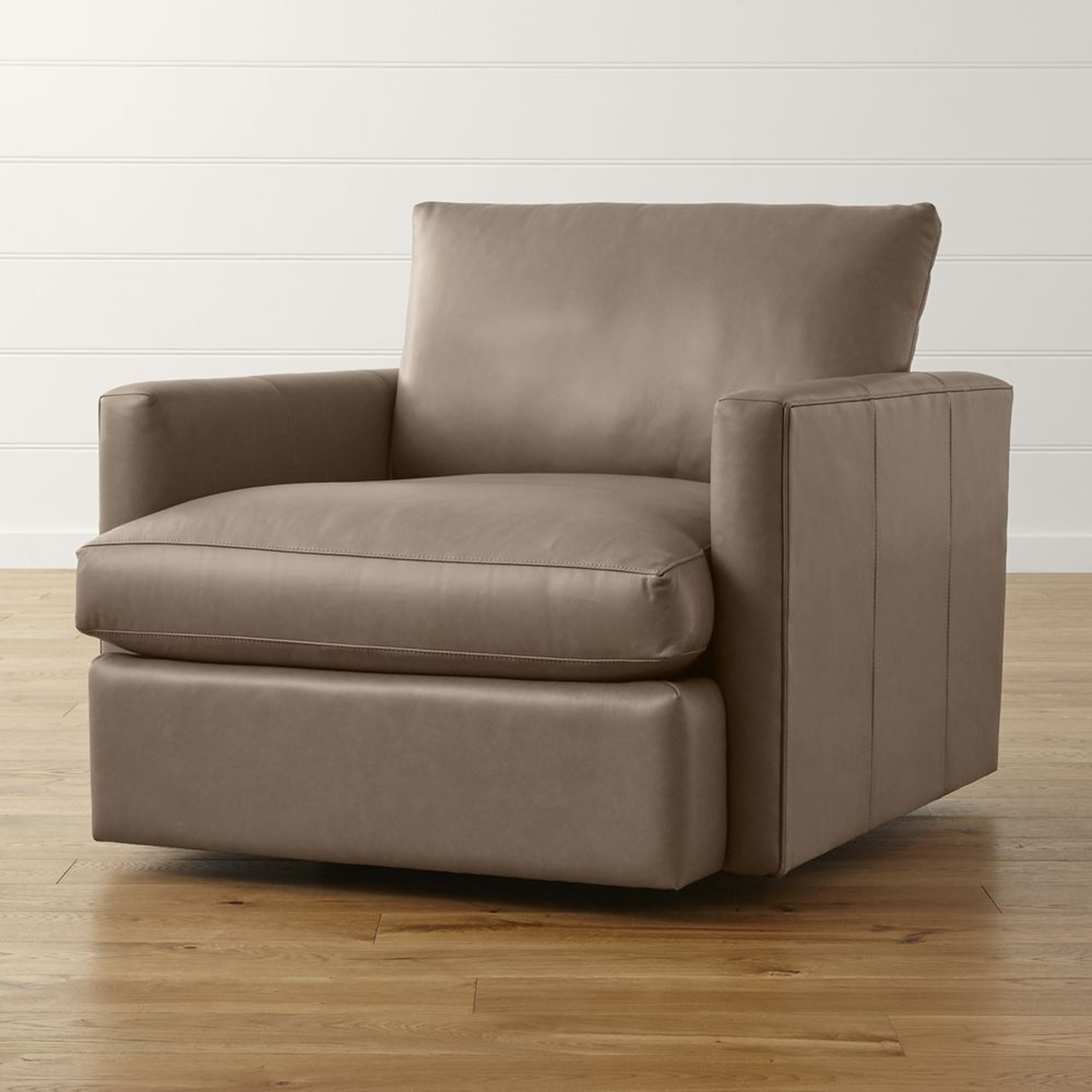 Lounge II Petite Leather Swivel Chair - Crate and Barrel
