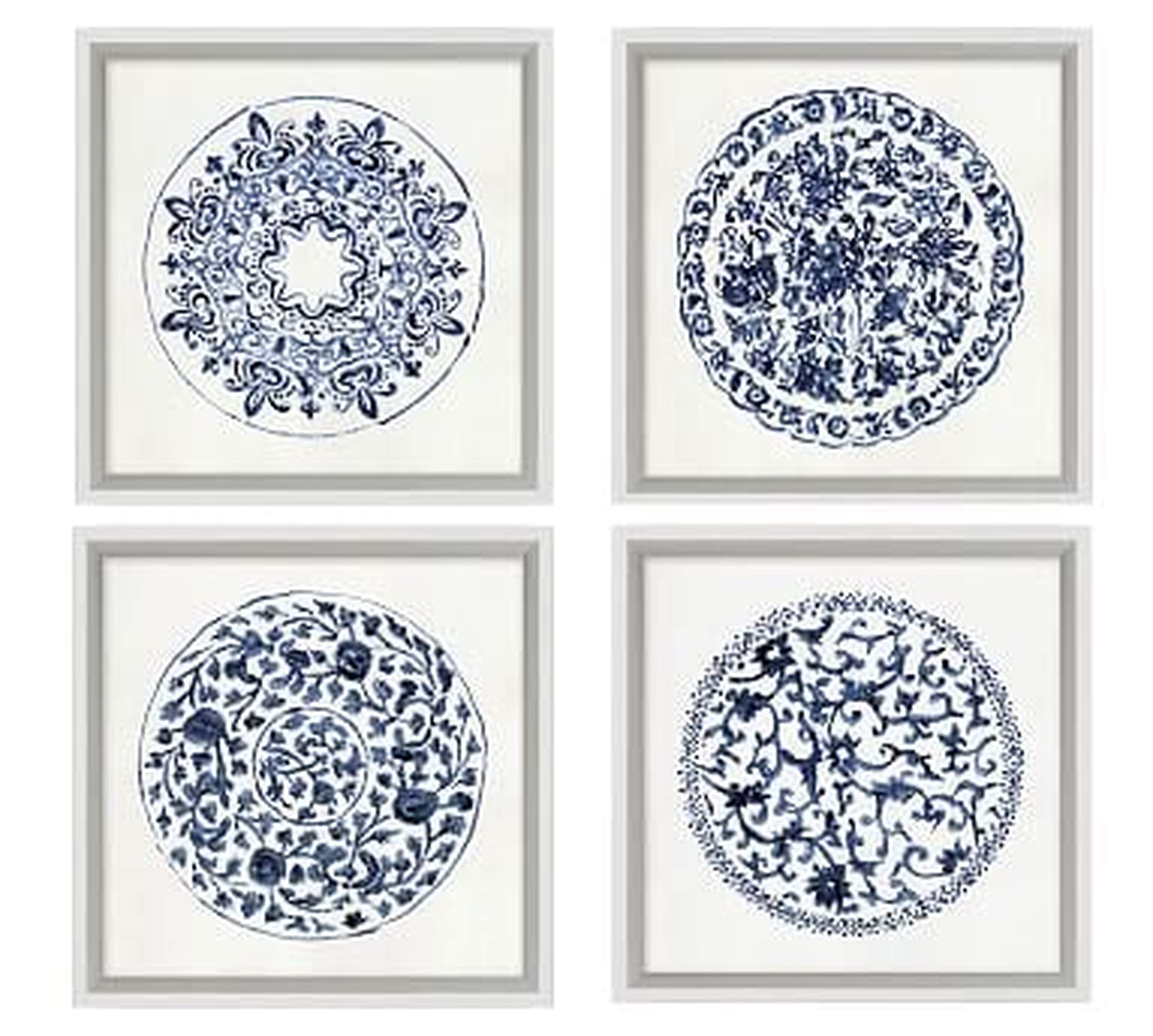 Porcelain Blue Paper Prints, Set of 4 - Pottery Barn