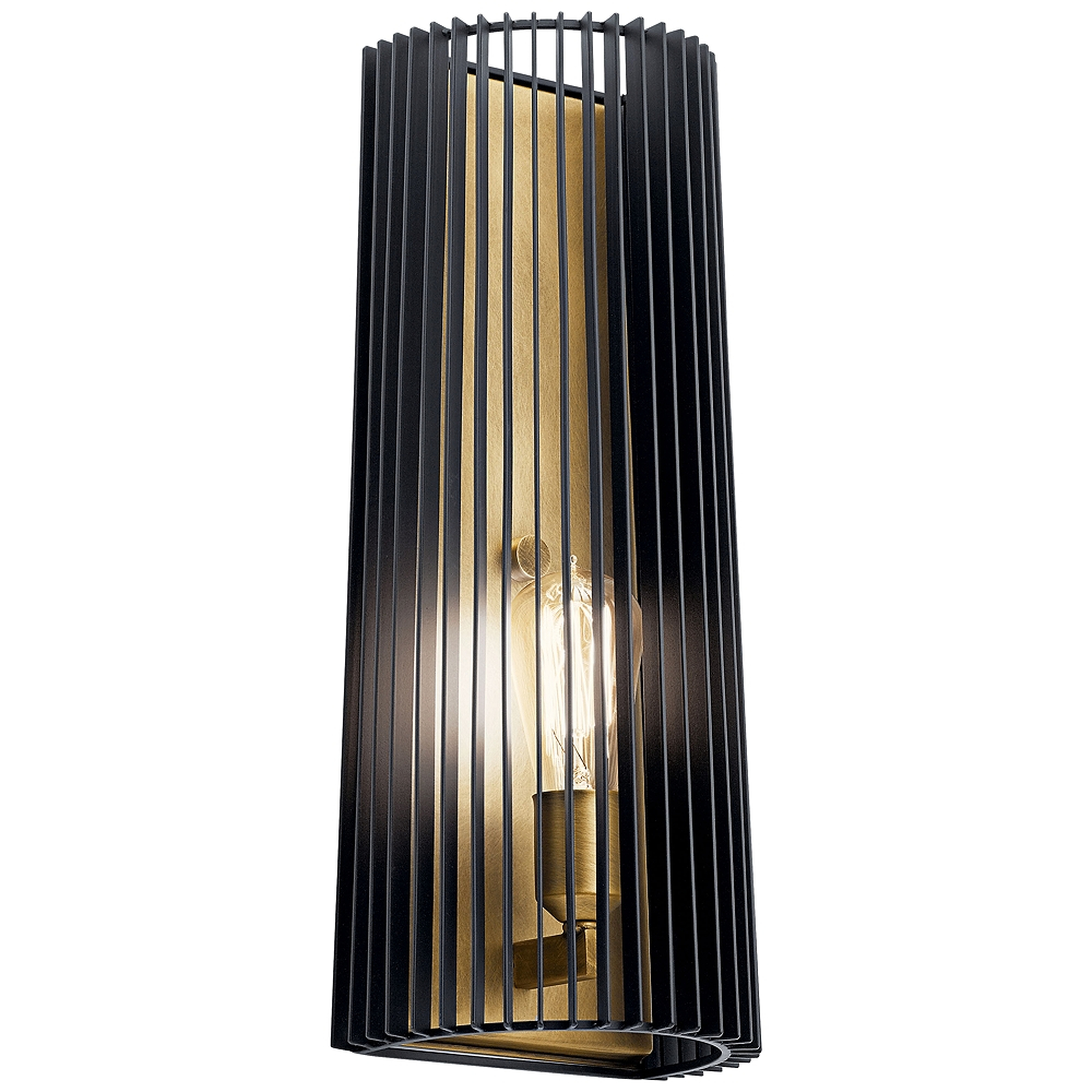 Kichler Linara 17" High Black and Natural Brass Wall Sconce - Style # 76E09 - Lamps Plus