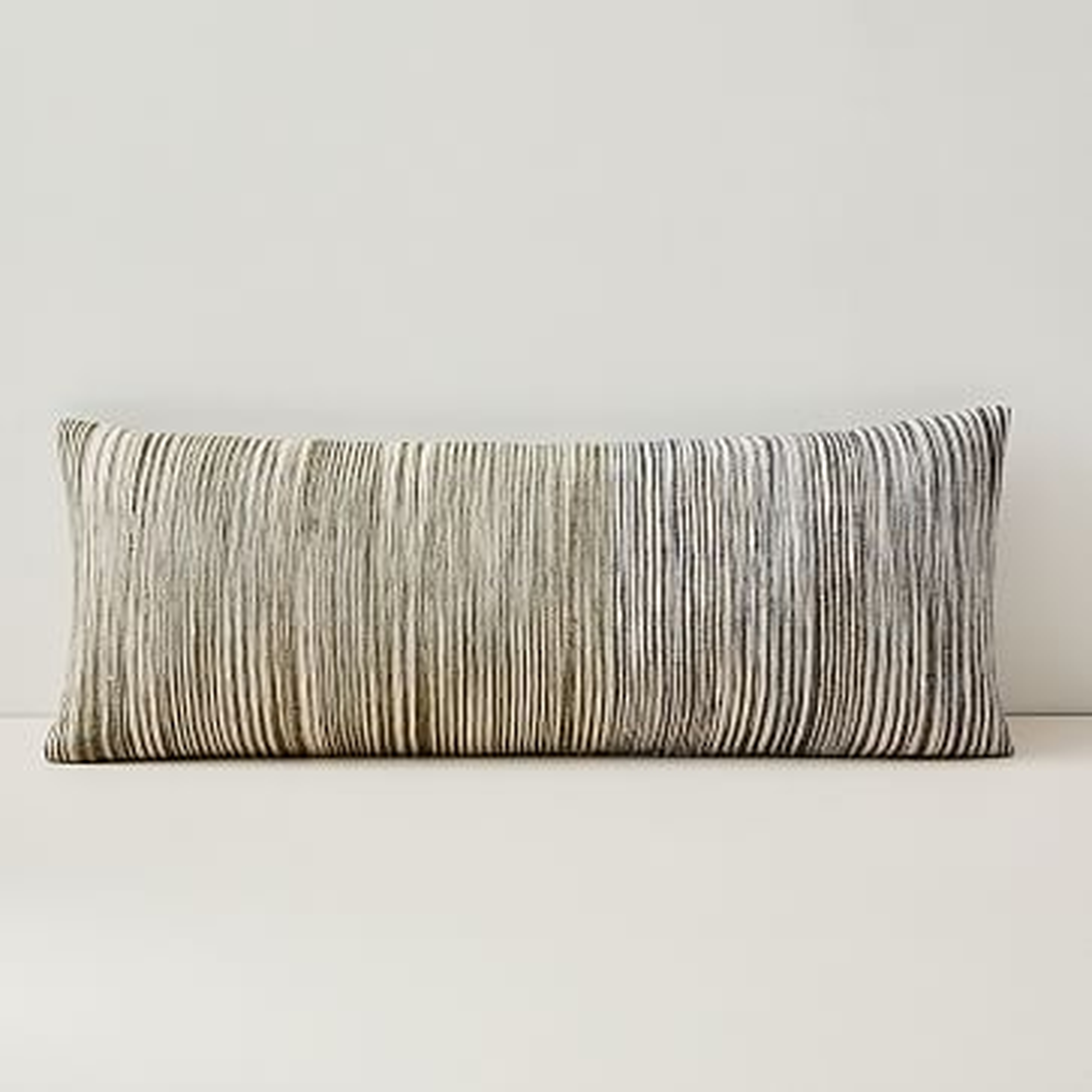 Silk Ombre Striations Bolster Pillow Cover, 14"x36", Midnight - West Elm