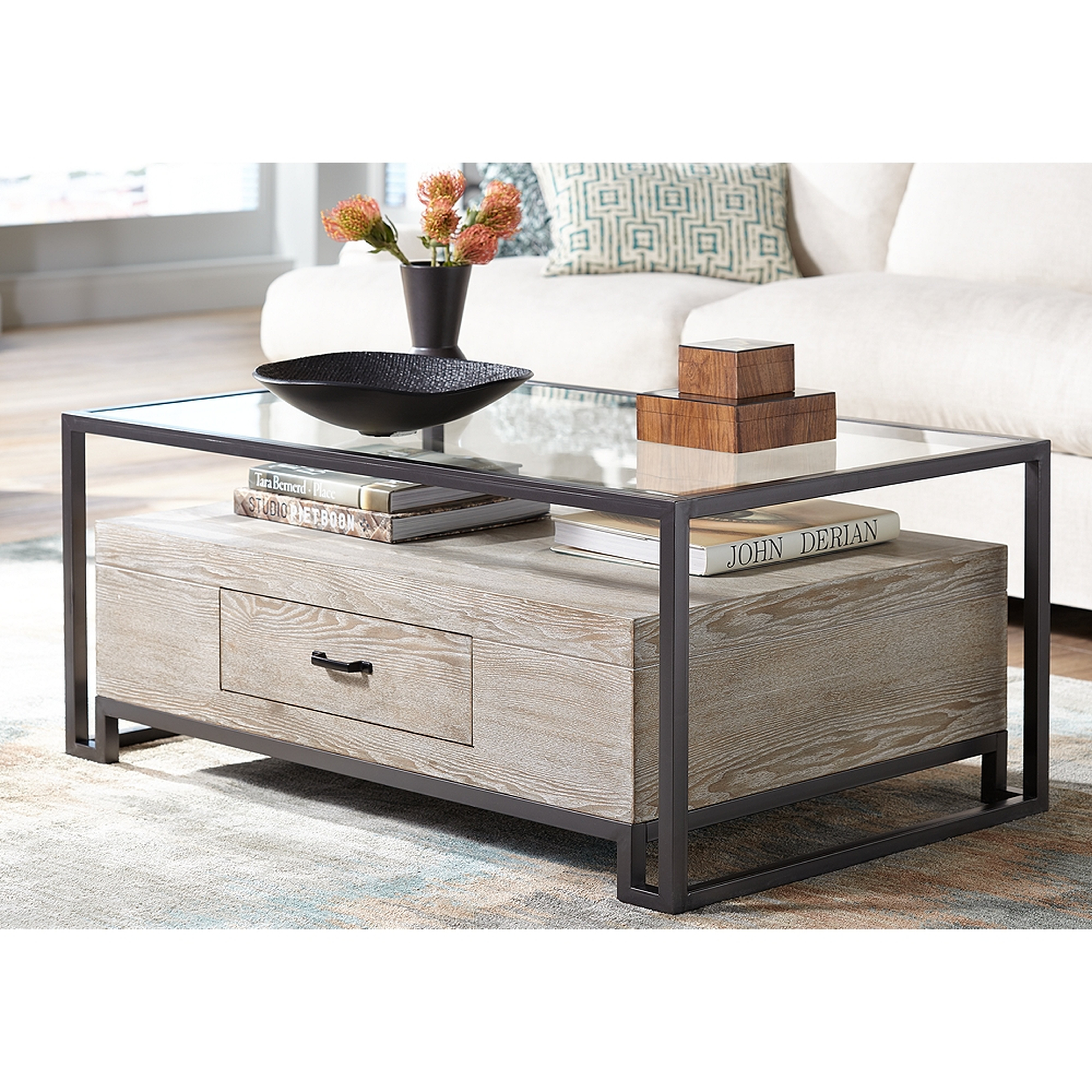 Liev Wood and Metal Coffee Table - Style # 32H83 - Lamps Plus