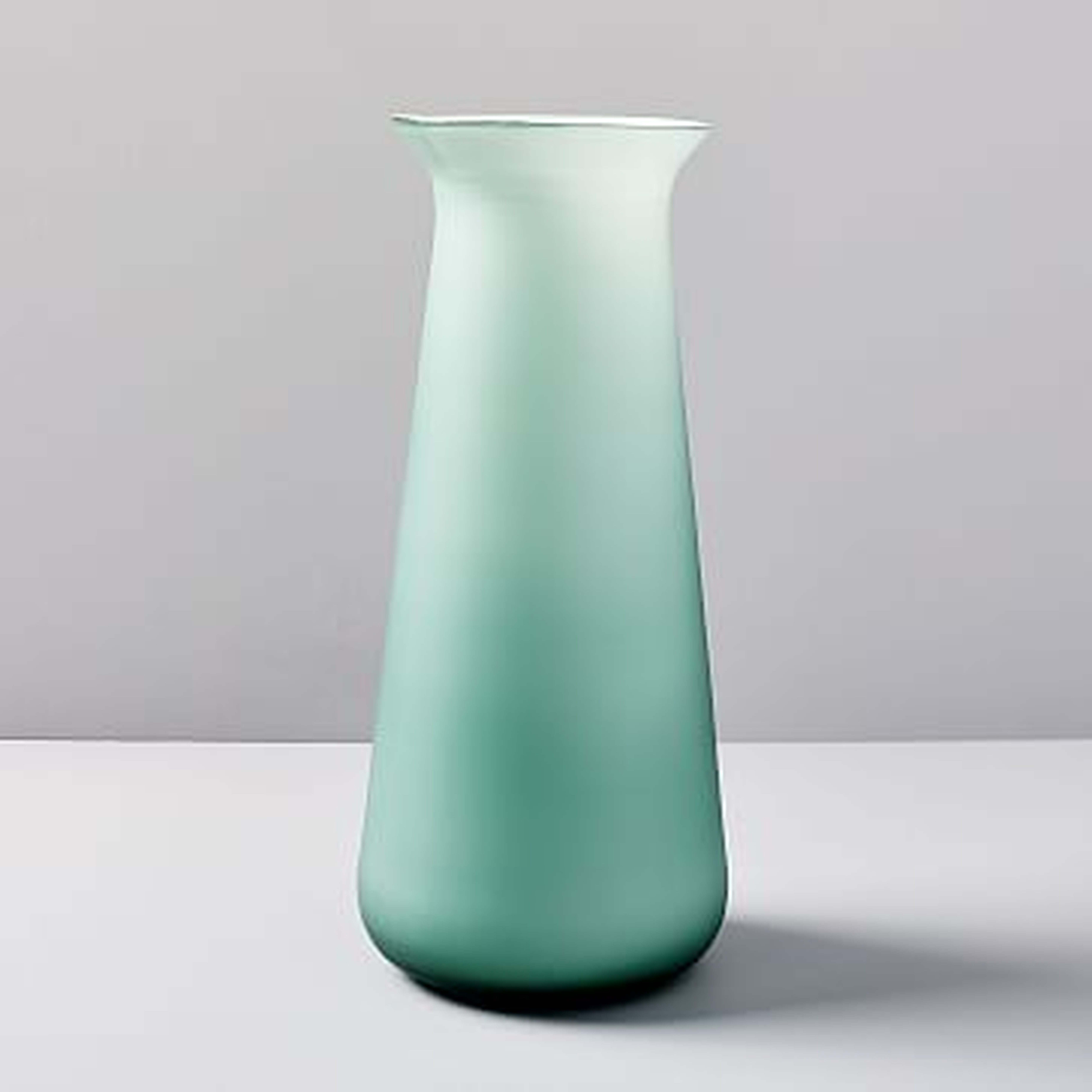 Modern Glass Vase, Tall with Collar, Spearmint - West Elm