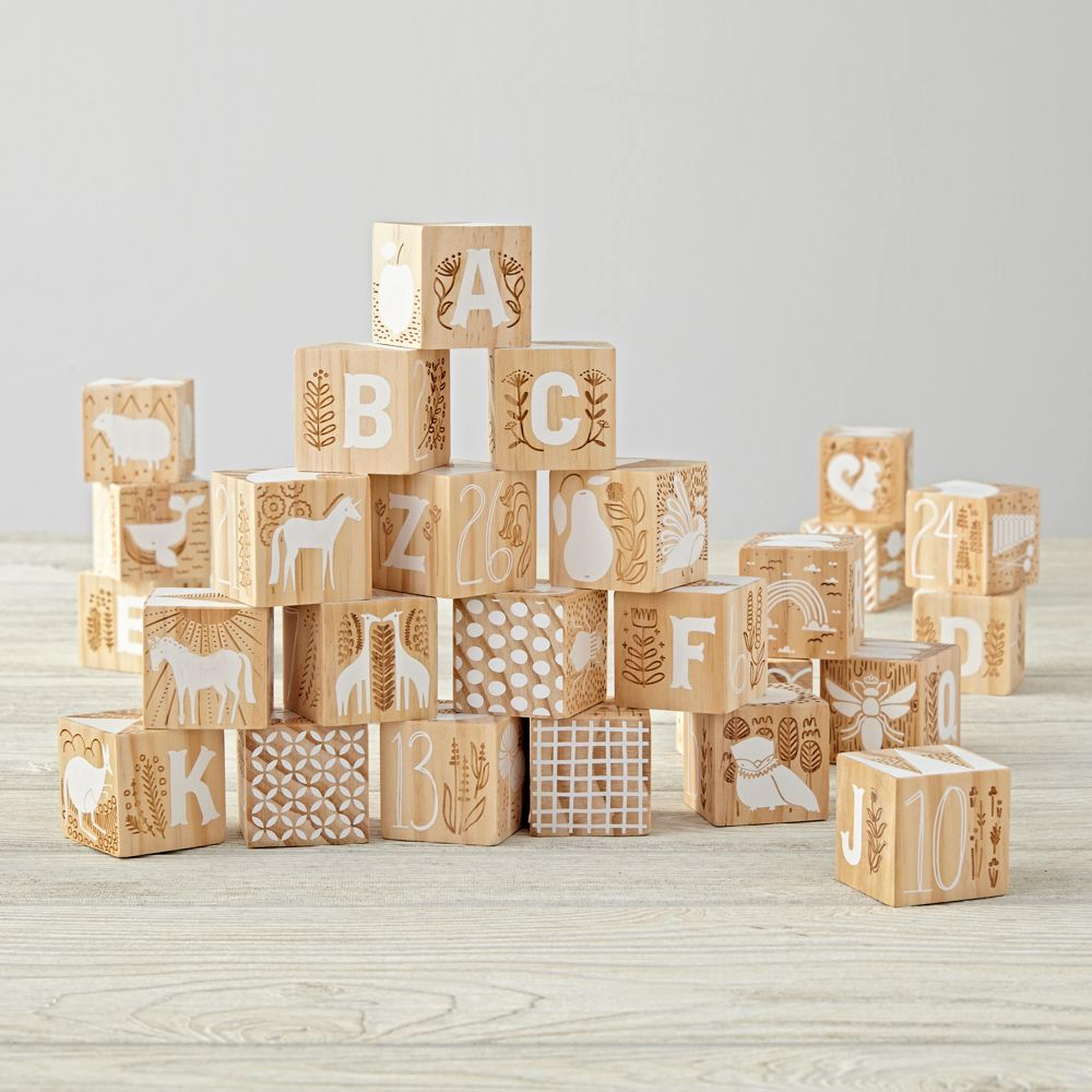 Etched Wooden Baby Blocks - Crate and Barrel