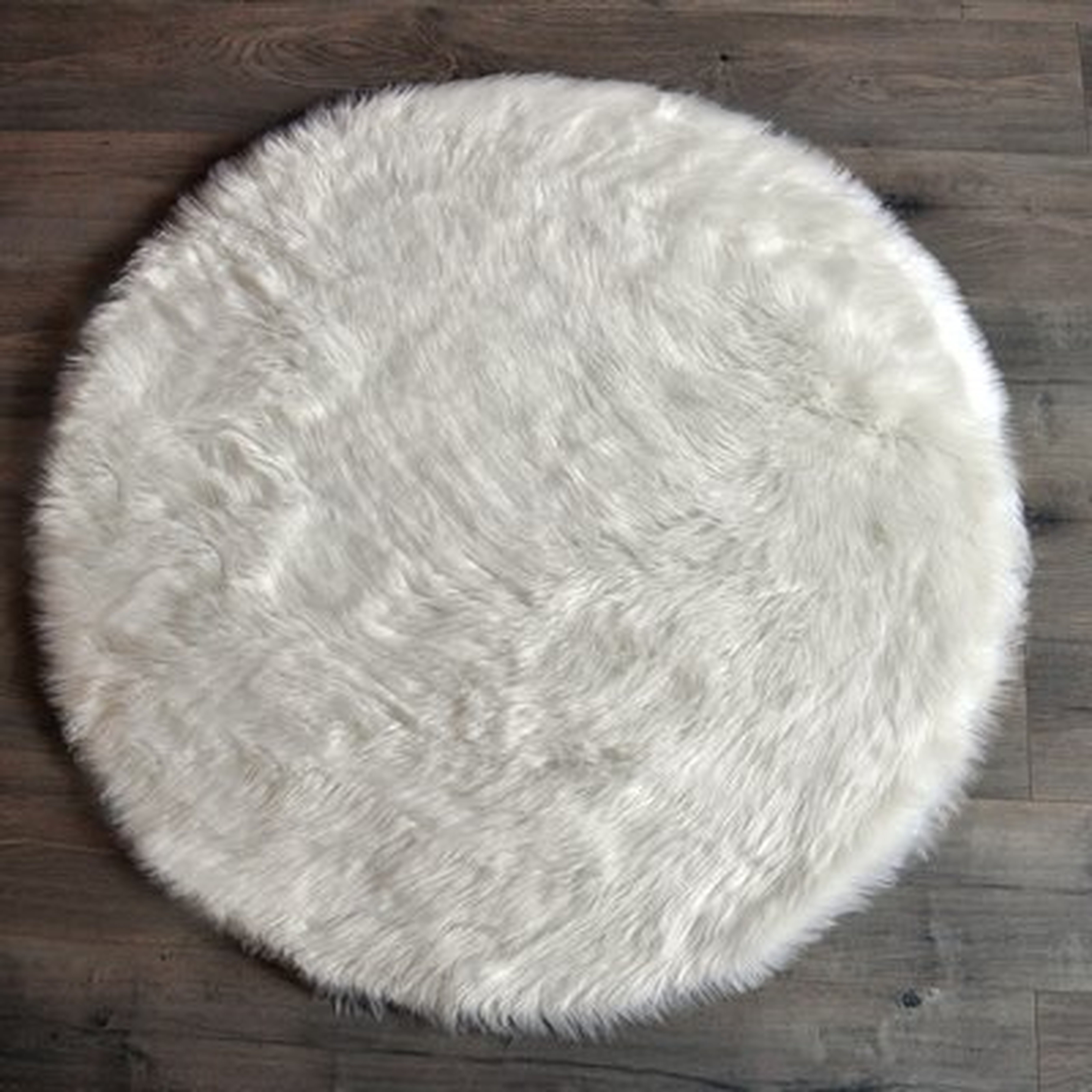 Mullikin Faux Fur White Area Rug /  3'6" x 3'6" - Wayfair