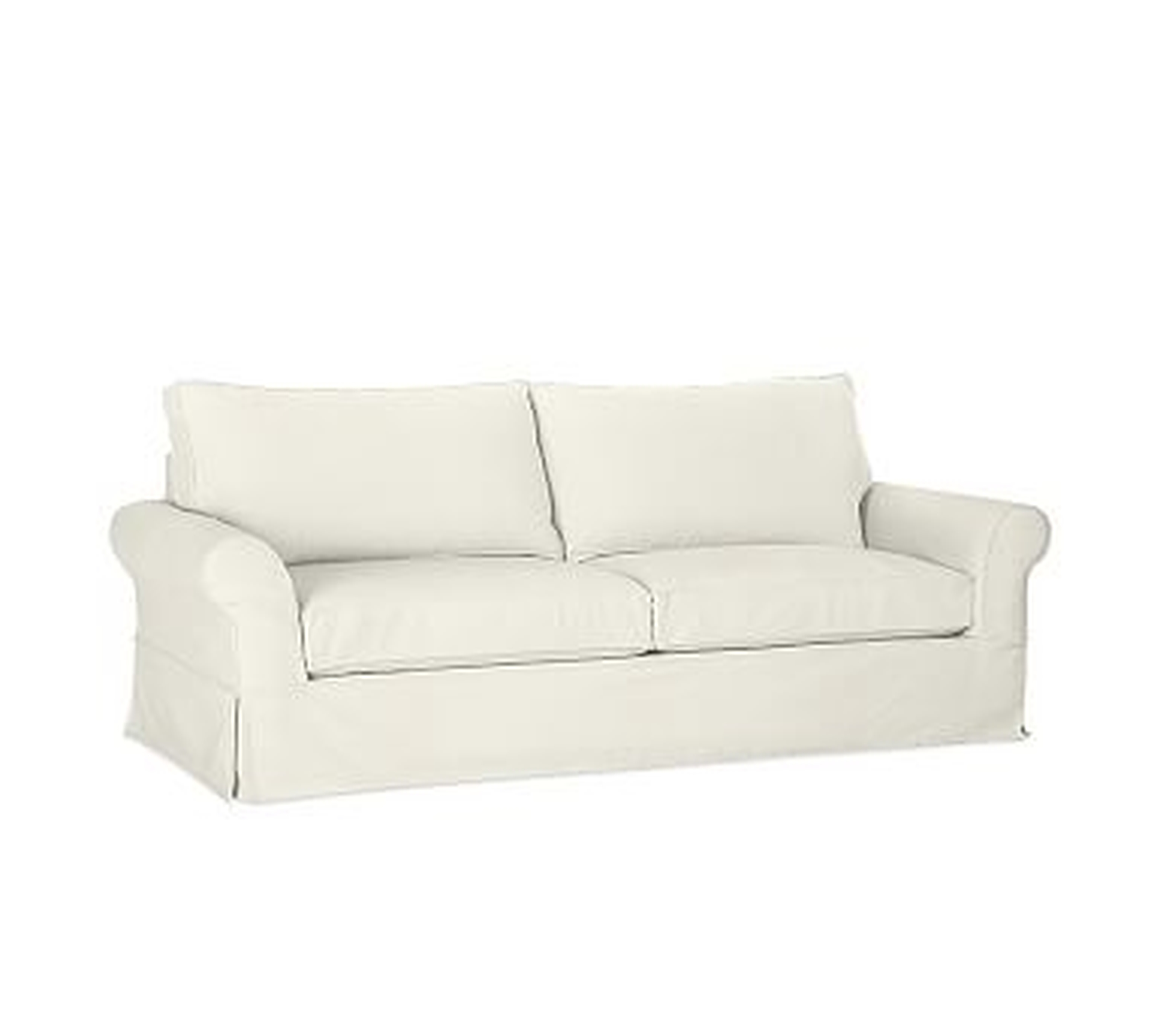 PB Comfort Roll Arm Slipcovered Sofa 81", Box Edge Memory Foam Cushions, Washed Linen/Cotton Ivory - Pottery Barn