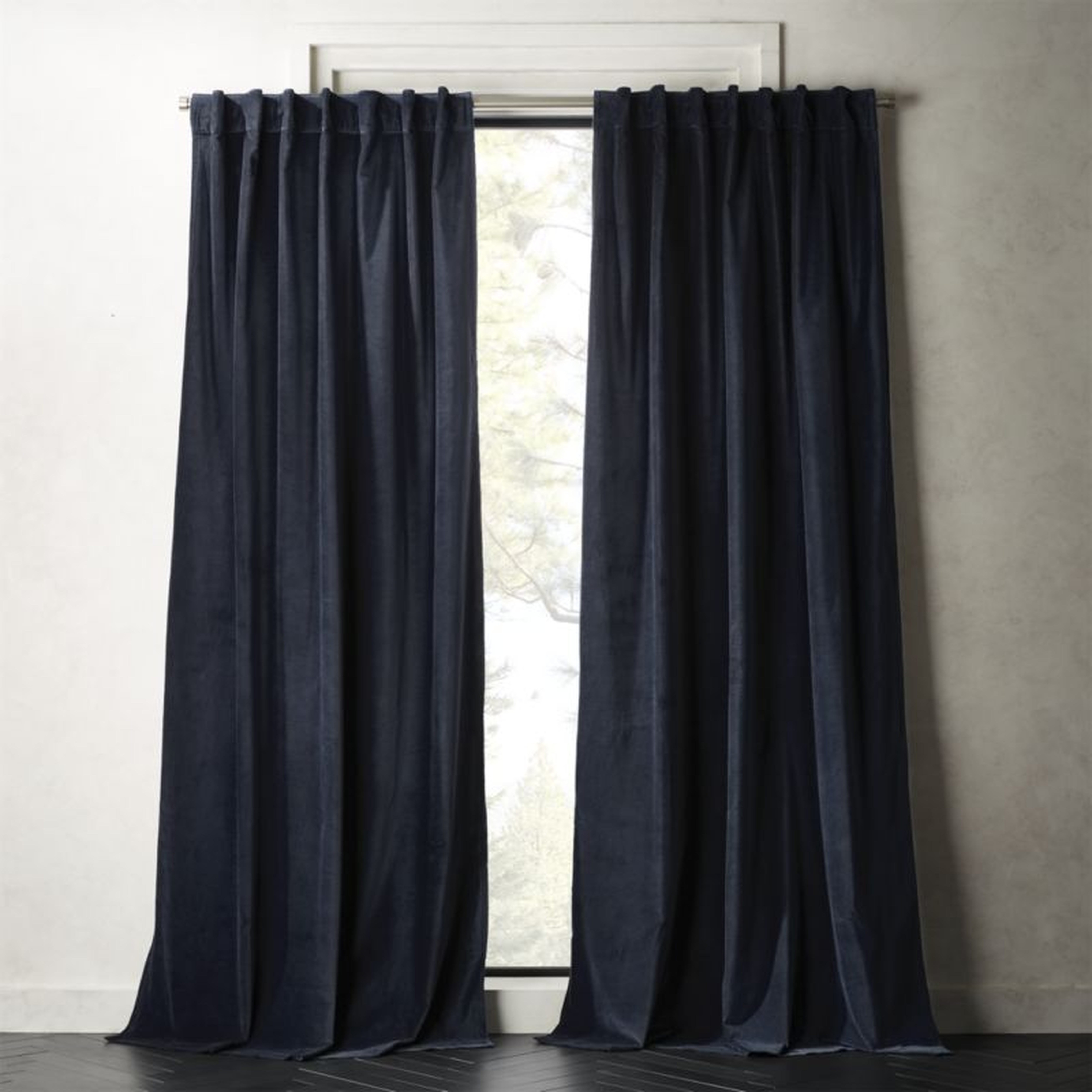 Velvet Curtain Panel Midnight Blue 48"x84" - CB2