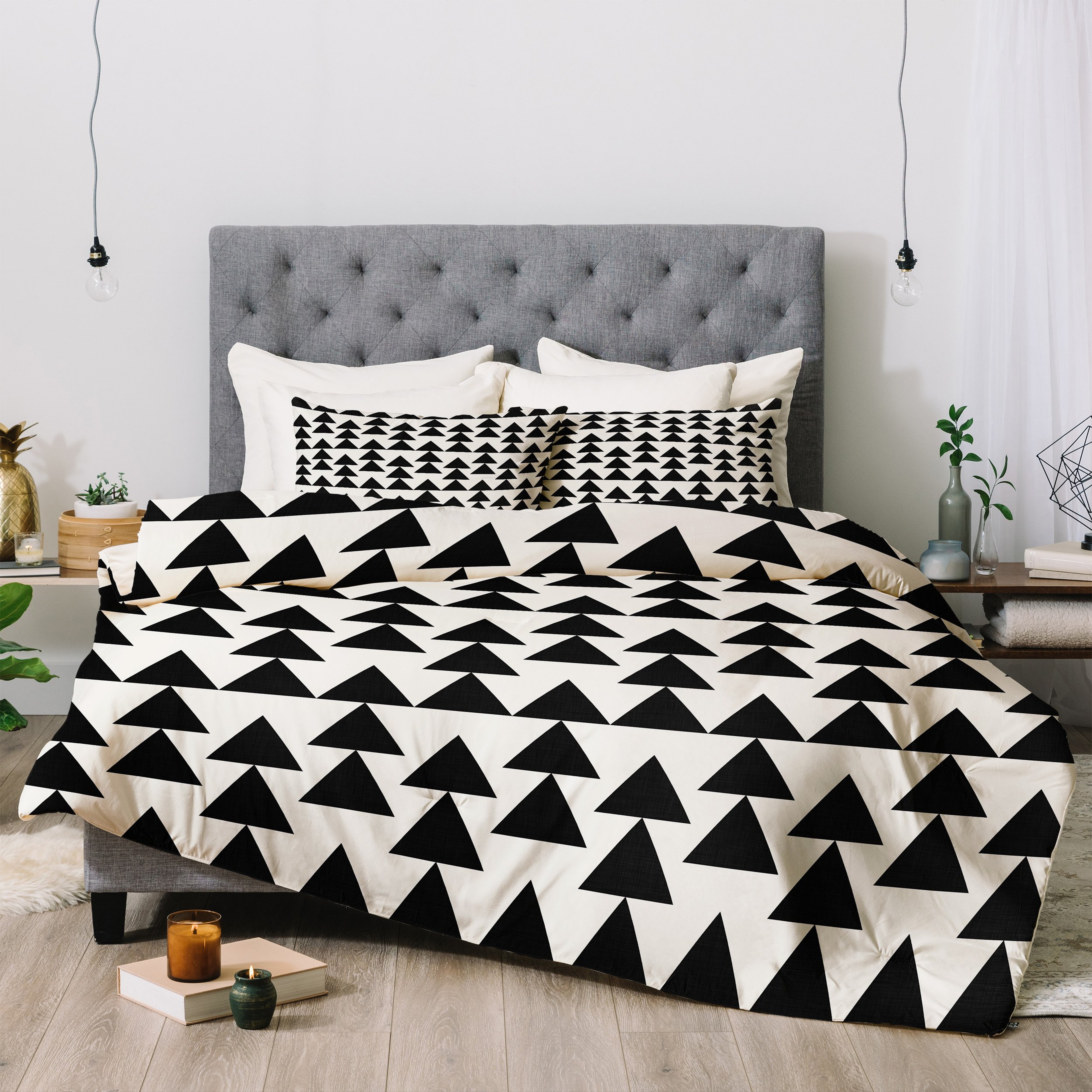 Holli Zollinger Triangles Black Comforter - Full/Queen / Comforter Only - Deny Designs