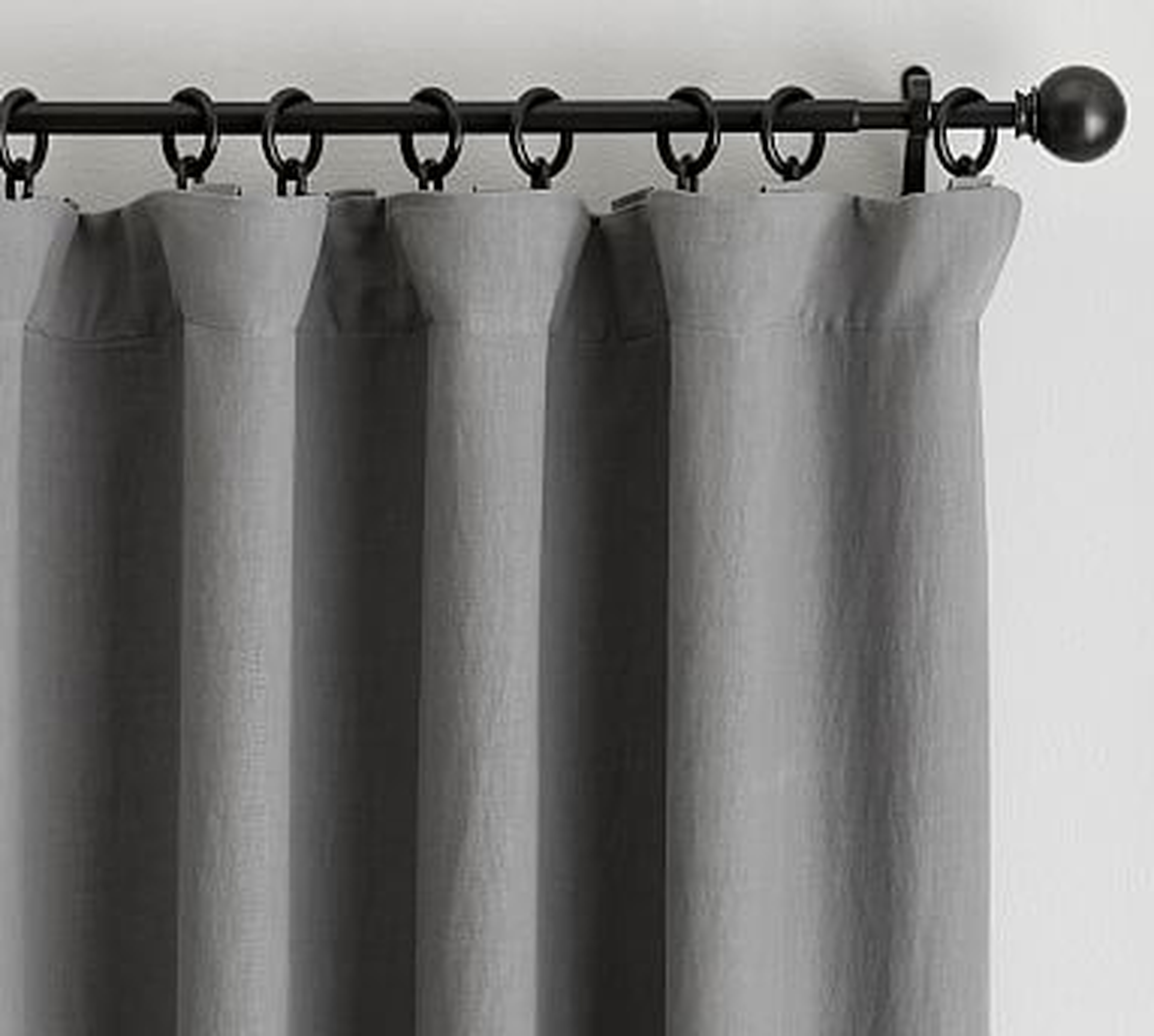 Belgian Flax Linen Blackout Curtain 50 x 84", Light Charcoal - Pottery Barn